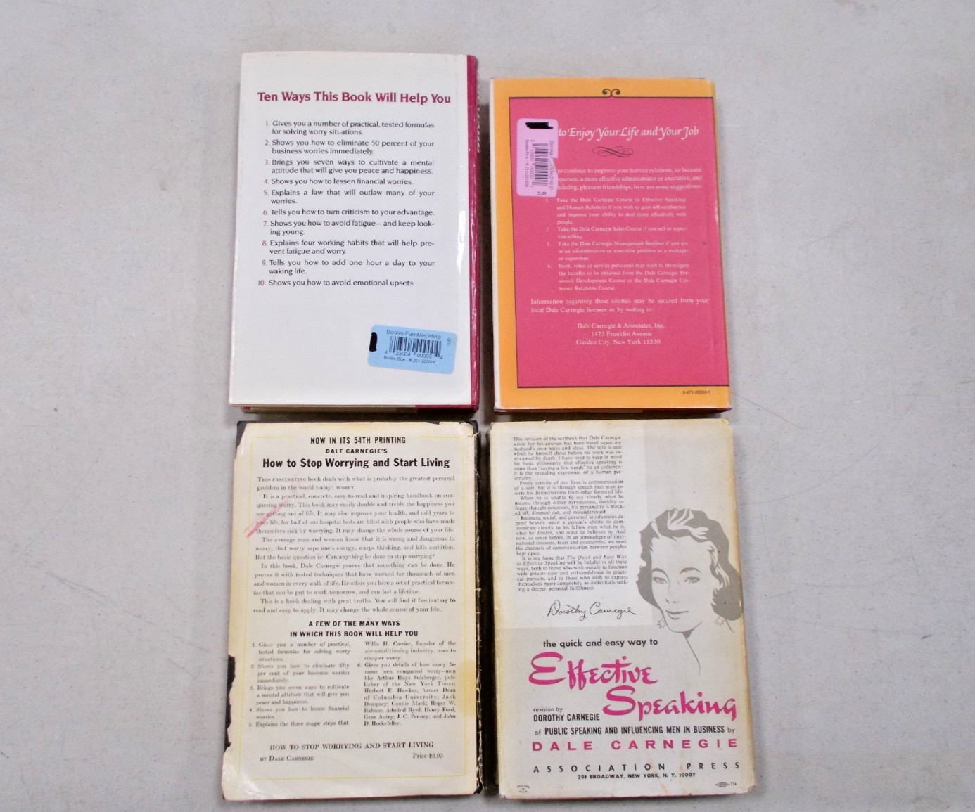 4 DALE CARNEGIE HC W/DJ EFFECTIVE SPEAKING WIN FRIENDS ENJOY YOUR LIFE WORRYING