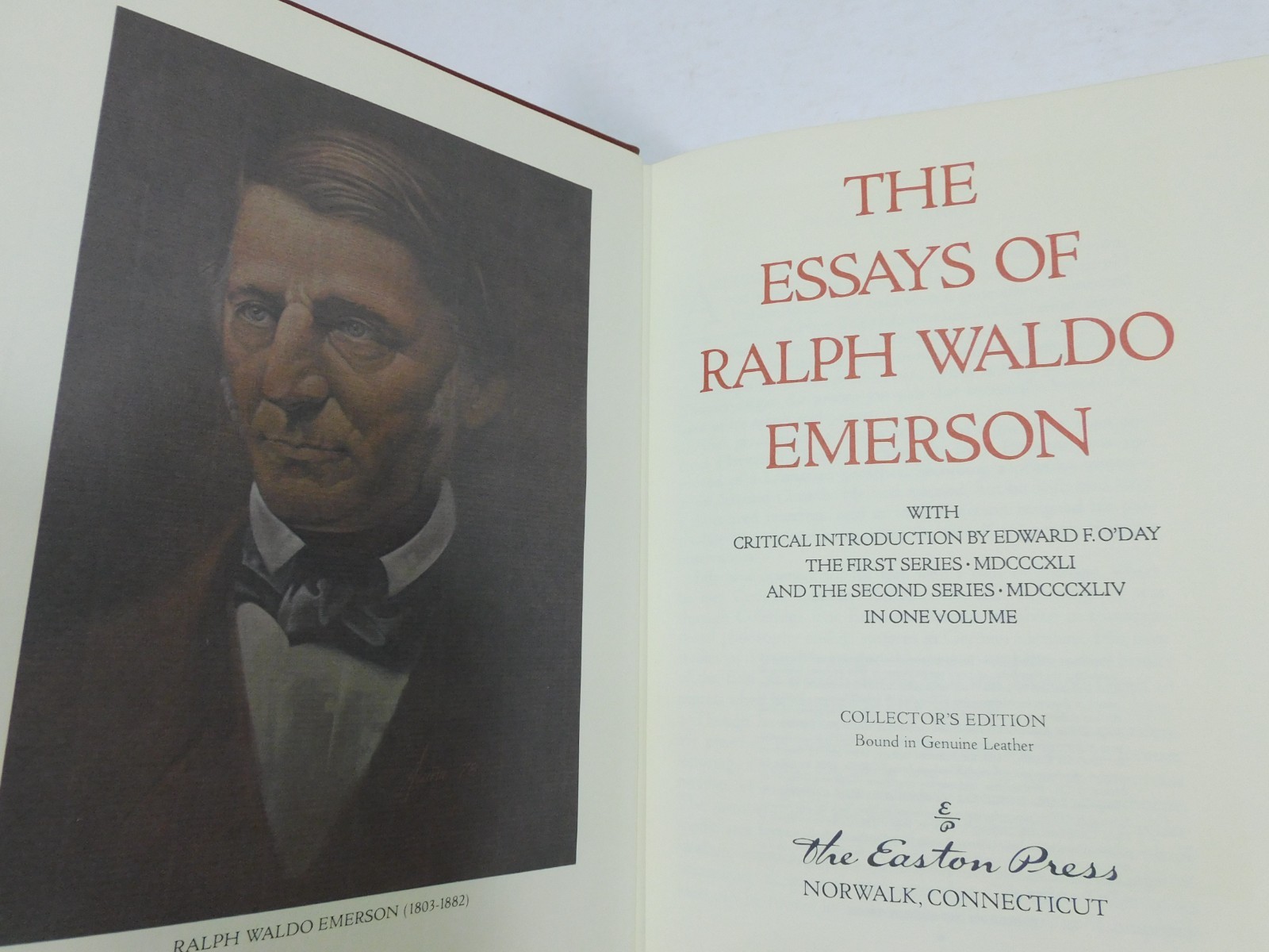Easton Press The Essays Ralph Waldo Emerson Collectors Leather Bound EXCELLENT