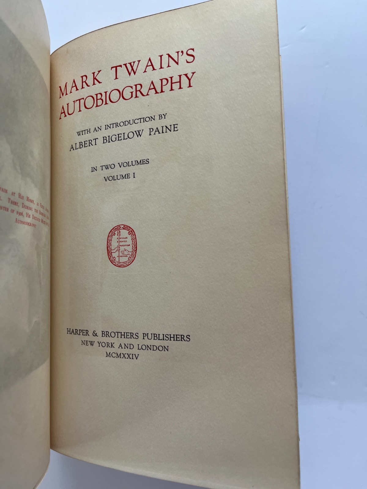 MARK TWAIN ~ Autobiography, 1924, 1st Edition, 2 Vol Set photogravure portraits