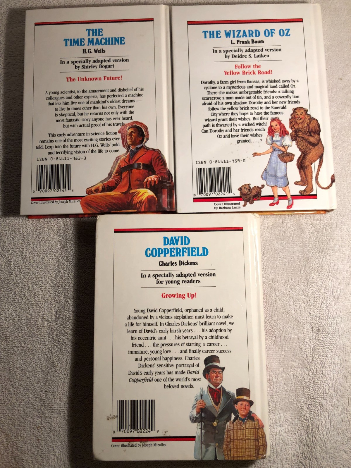 Great Illustrated Classics Lot of 3 HBs-Wizard of OZ-Time Machine-D. Copperfield