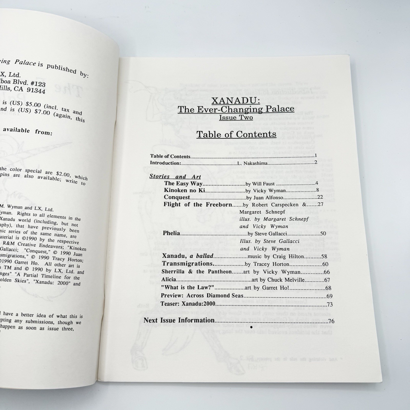 The Ever-Changing Palace: A Xanadu Fanzine Issue Two #2 Vicky Wyman 1990