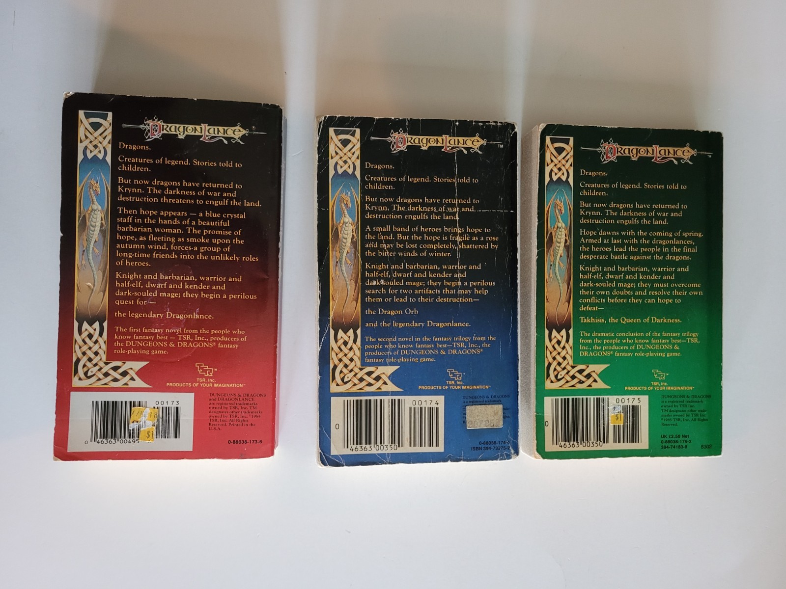 TSR AD&D DragonLance Chronicles Trilogy Complete Set Books 1-3 PB Weis & Hickman