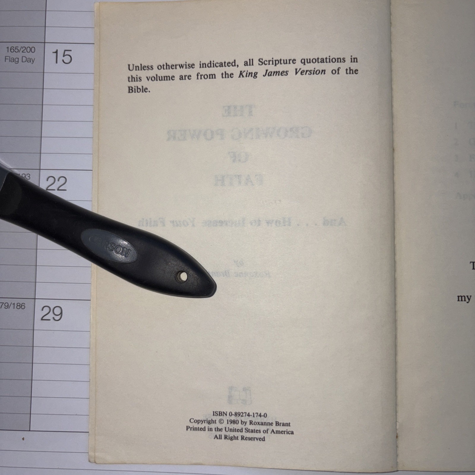 The Growing Power of Faith – Roxanne Brant – 1980 – 105 pages