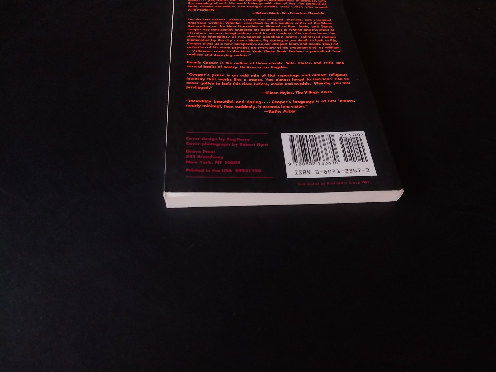 Dennis Cooper – Wrong – Grove Press First Printing 1992