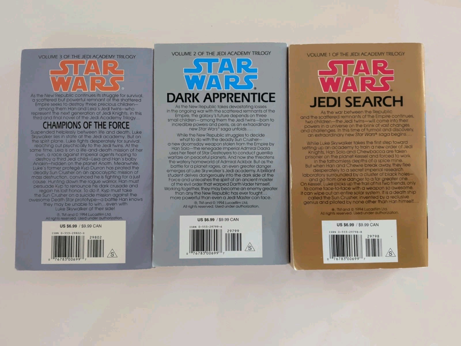 Star Wars: The Jedi Academy Trilogy by Kevin J Anderson (Books 1-3)