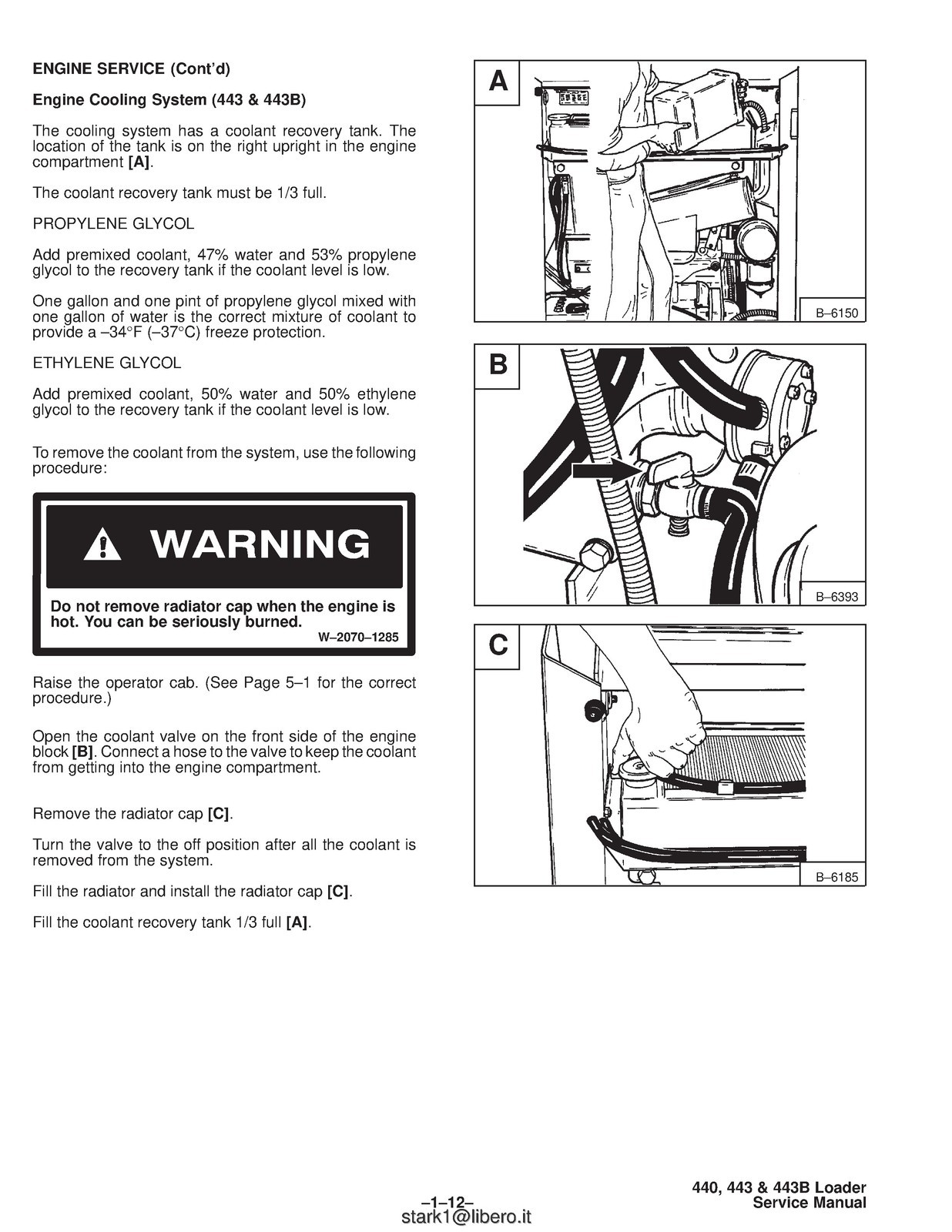 BOBCAT 440 443 443B Skid-Steer Loader Service Manual 1995, FOLDOUTS
