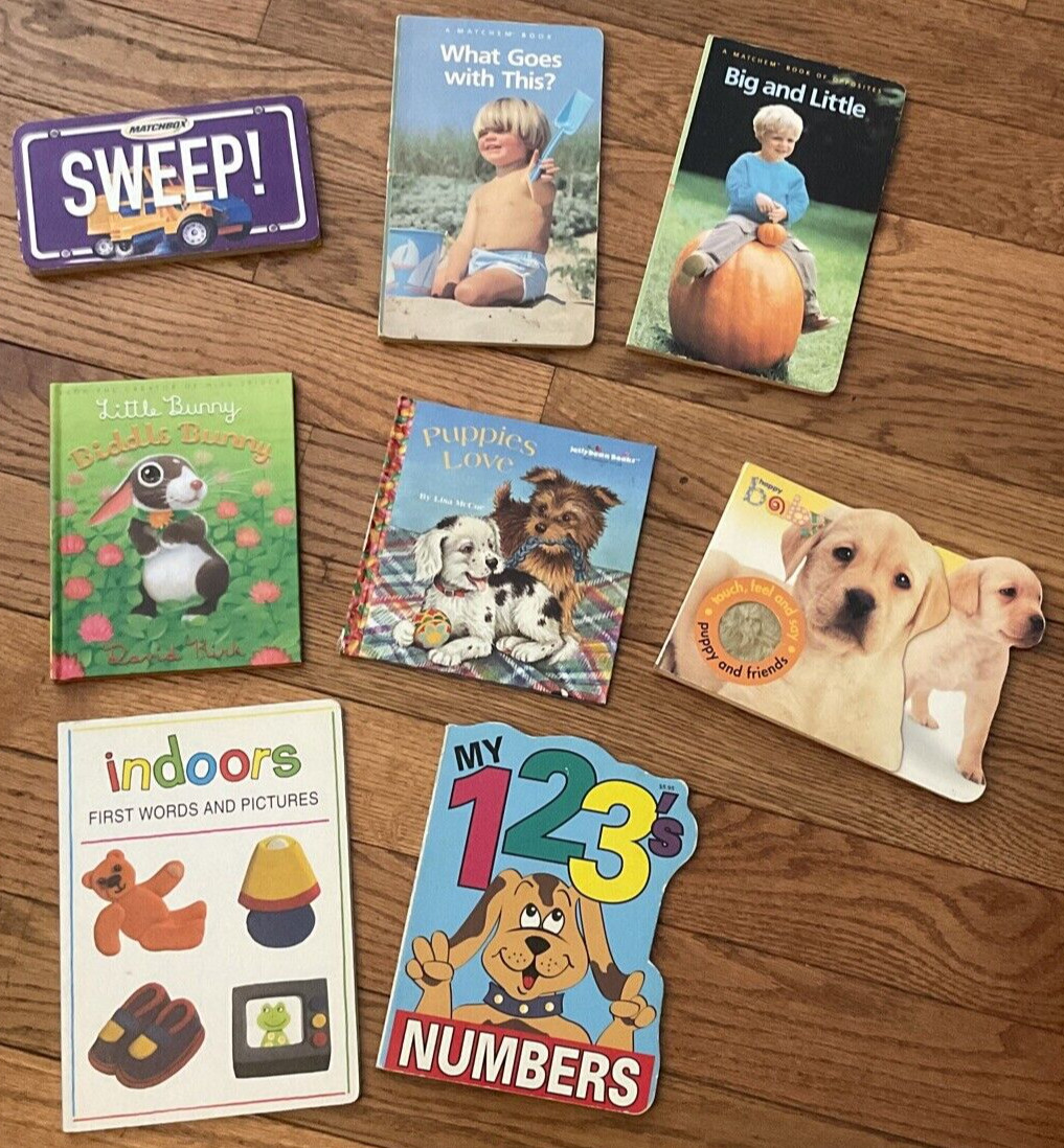 LOT of 8 Board Style Book Kids Toddler Baby Learning/ Numbers/ Dogs/ Big Small