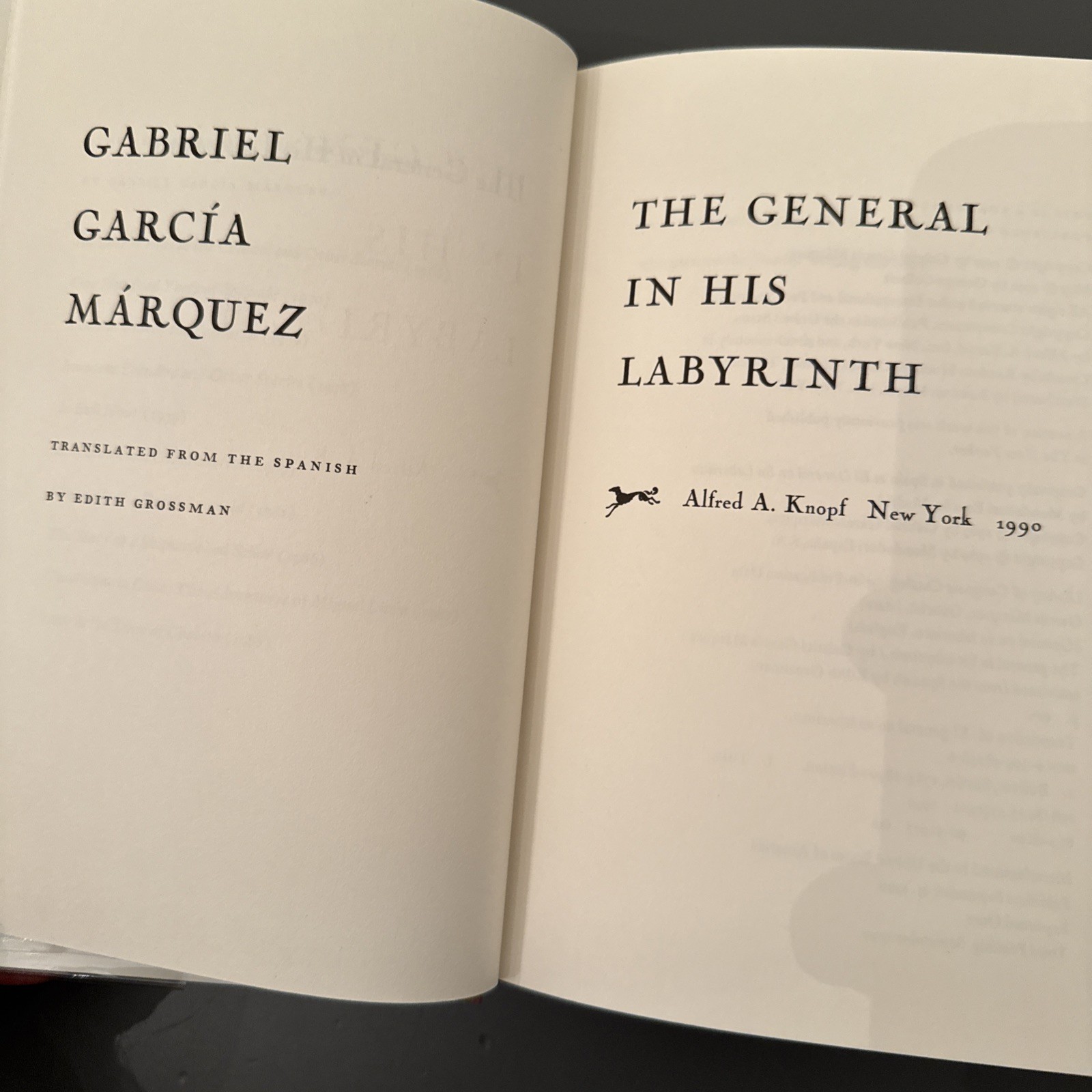 The General in His Labyrinth by Gabriel García Márquez (1990, Hardcover W/ DJ)