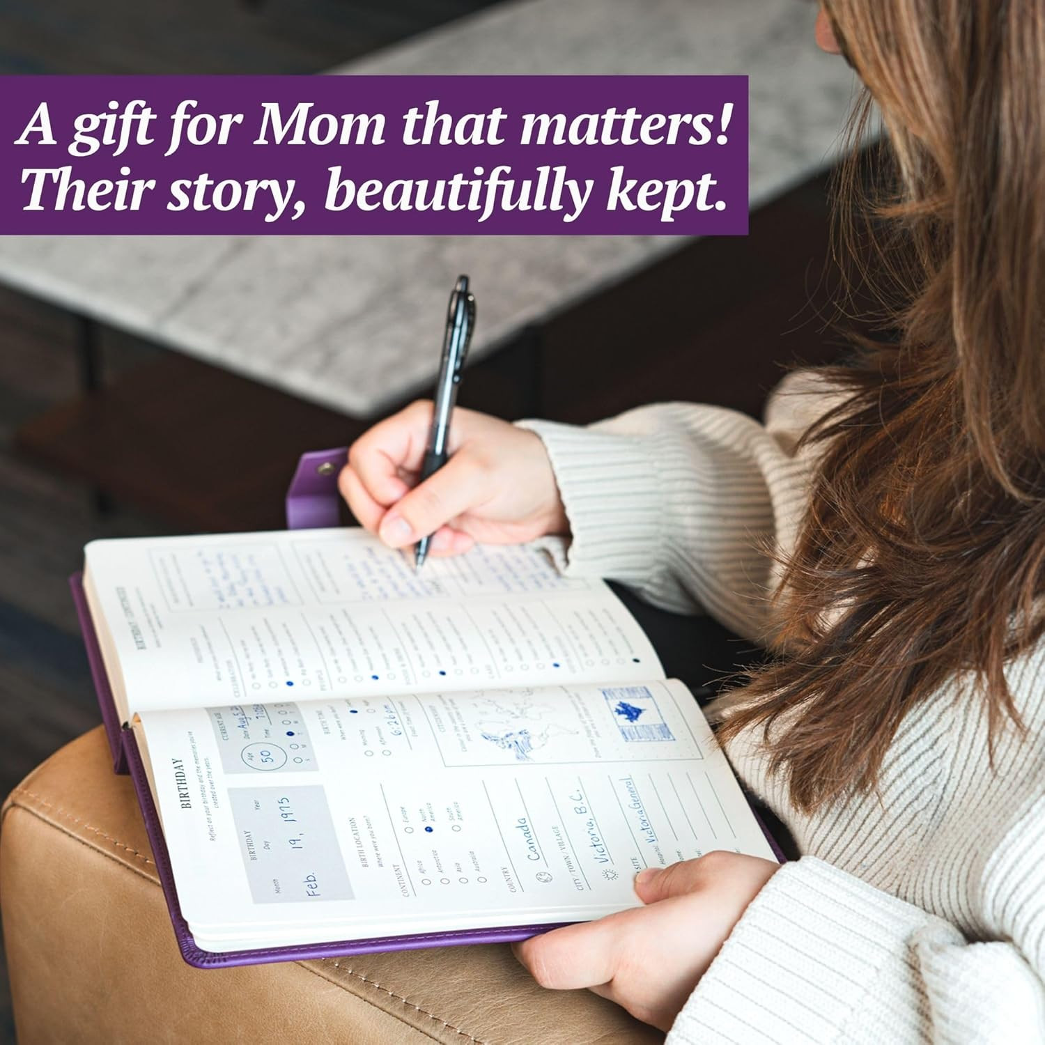 4-In-1 Mom’S Story Activity Journal (Hardcover) – 500+ Prompt Vegan Leather Acti