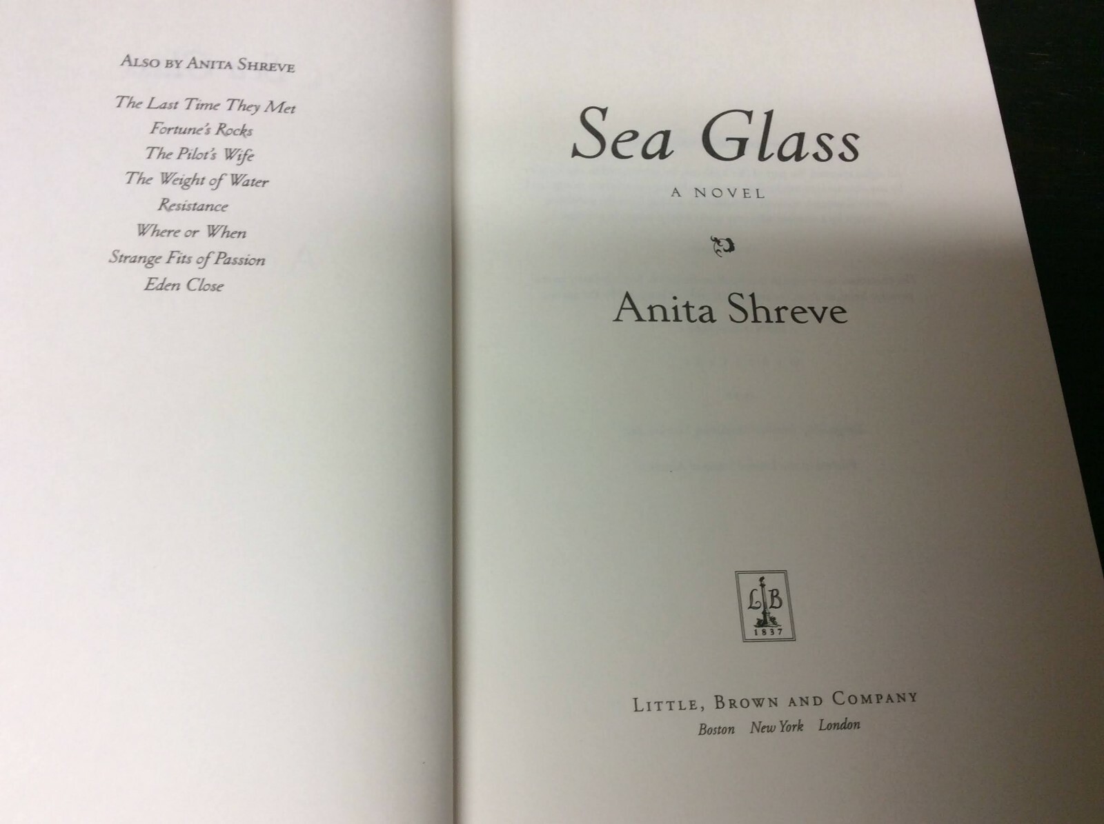 Sea Glass A Novel by Anita Shreve (2002, First Edition HC/DJ)