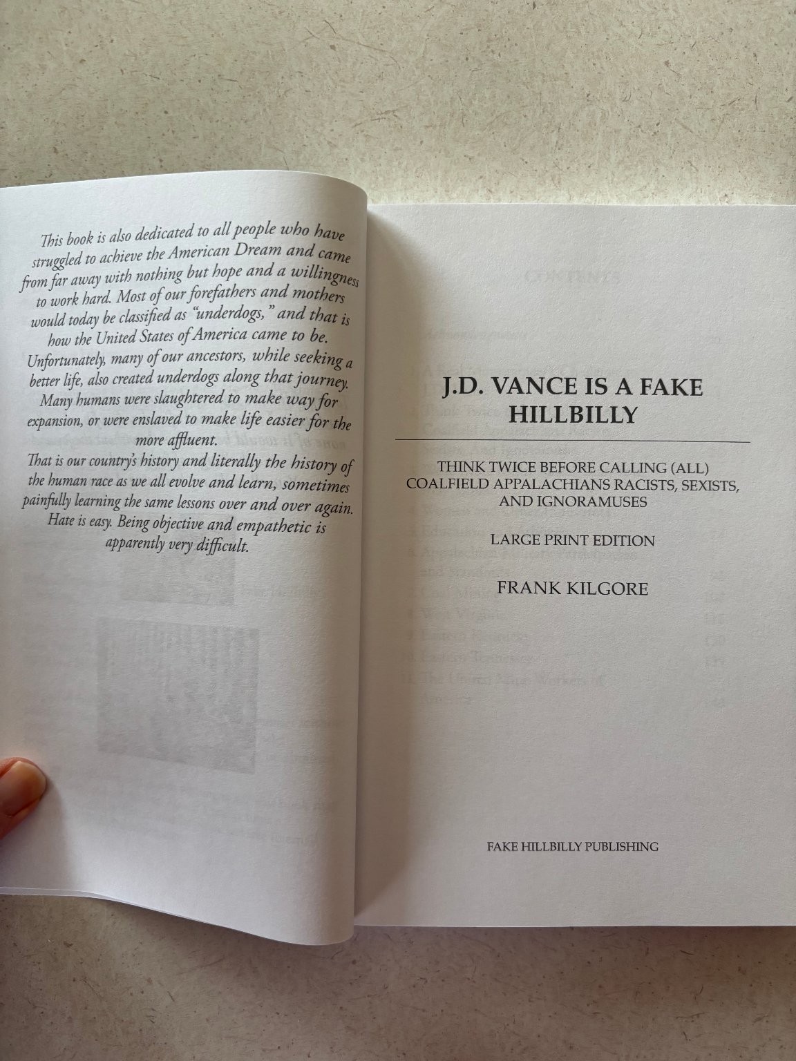 J.d. Vance Is a Fake Hillbilly Frank Kilgore 2022 Large Print Appalachian