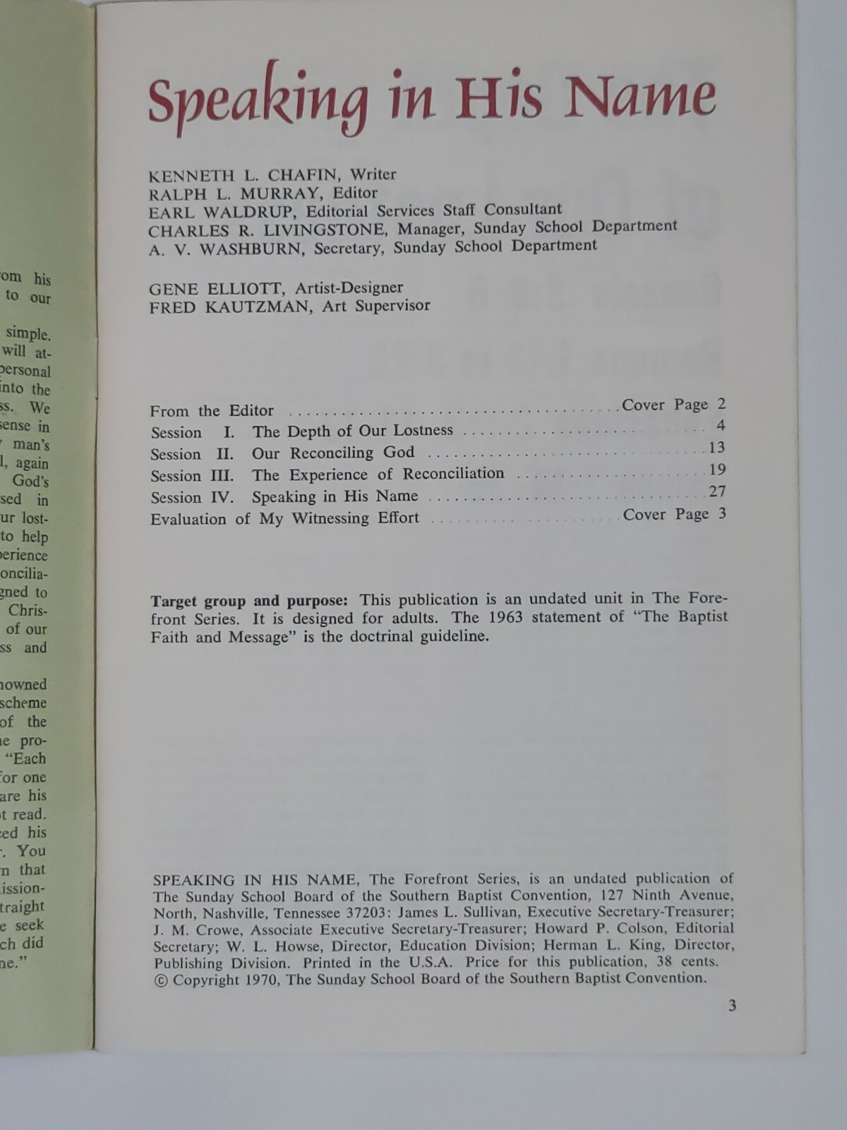 Speaking in His Name, by Ken Chafin (1970, 34-pages, paperback)