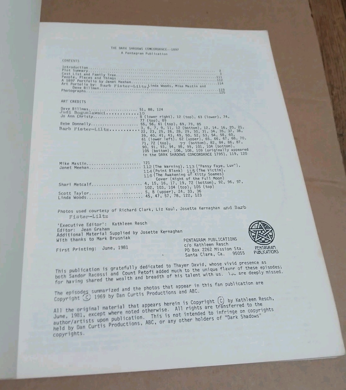Dark Shadows Concordance 1897 TV Series Reference Guide Rare Fanzine Vintage