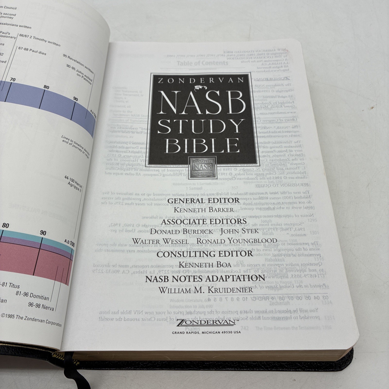 1999 Zondervan NASB STUDY BIBLE Black Bonded Leather D Red Letter USA