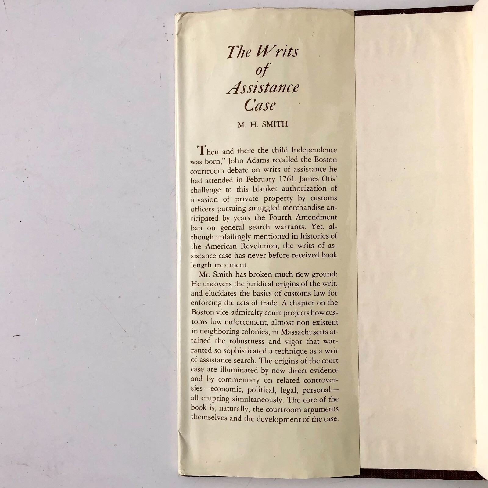 The Writs of Assistance Case by M. H. Smith 1978 Hardcover Law 0520033493 AS IS