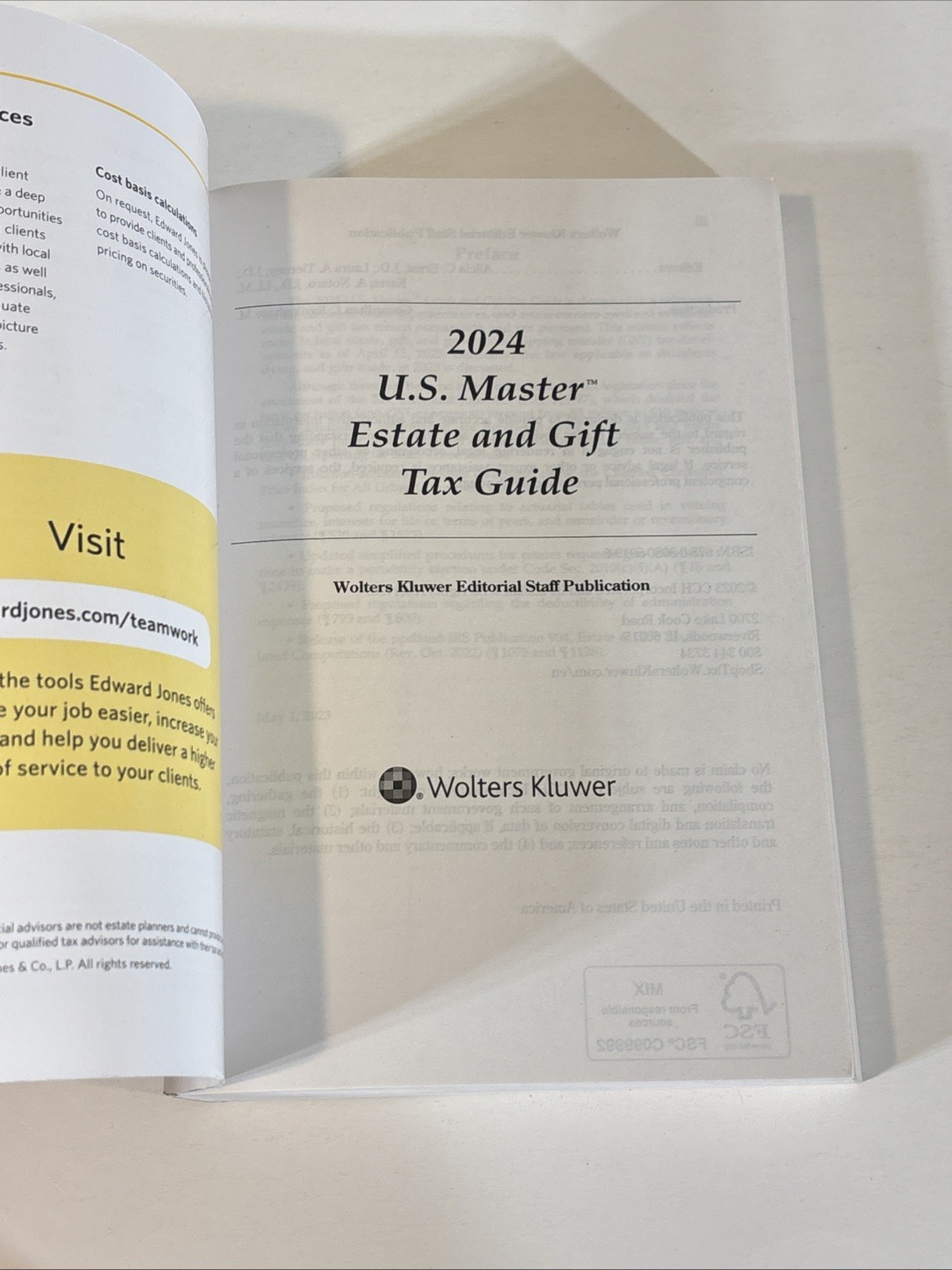 2024 U.S. Master Estate & Gift Tax Guide Wolters Kluwer Edward Jones Book