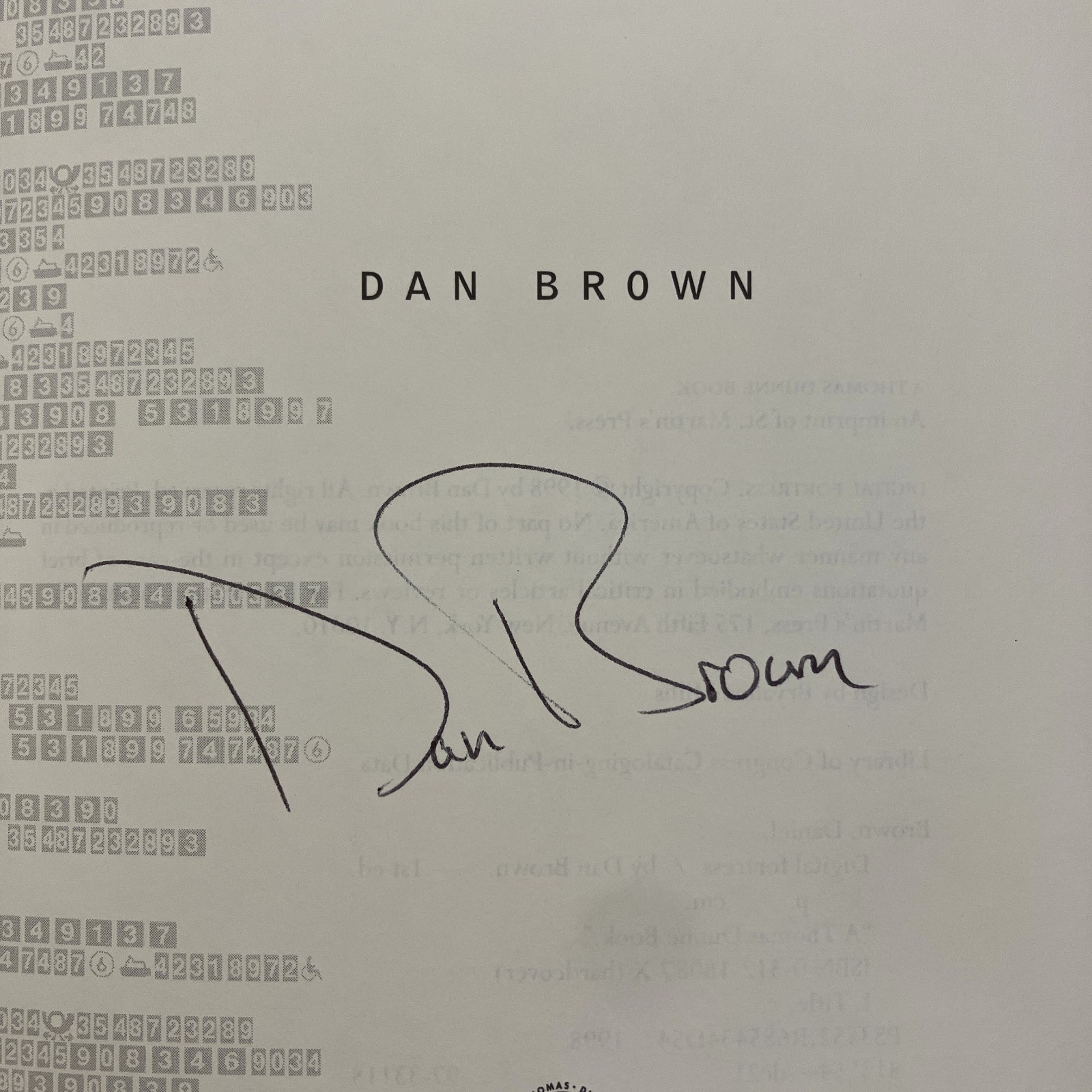 Dan Brown Digital Fortress SIGNED 1st Edition & Print 1998 HCDJ St Martin Press