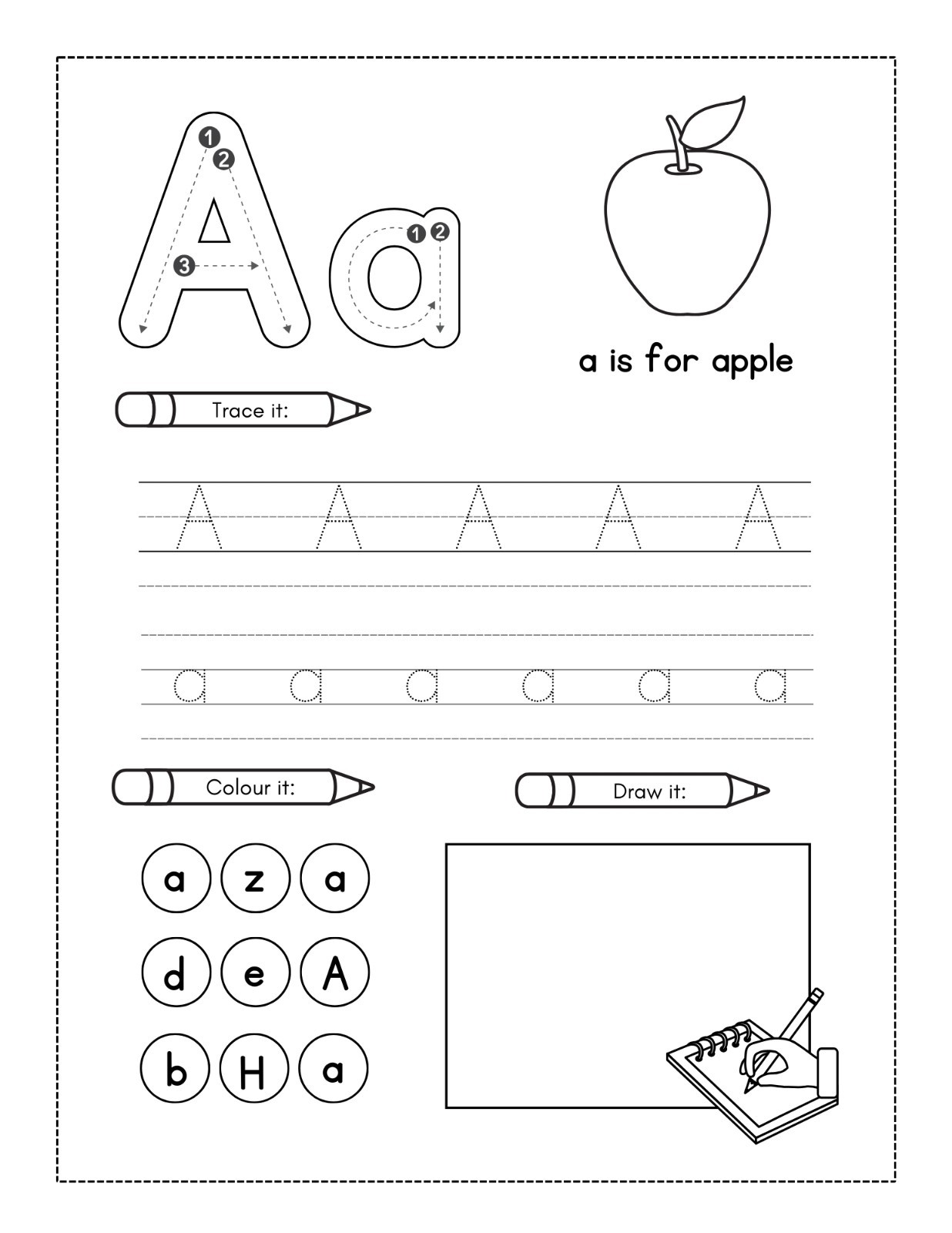 DIGITAL CONTENT – Preschool Alphabet Workbook 135 Pages PRINTING REQ’D
