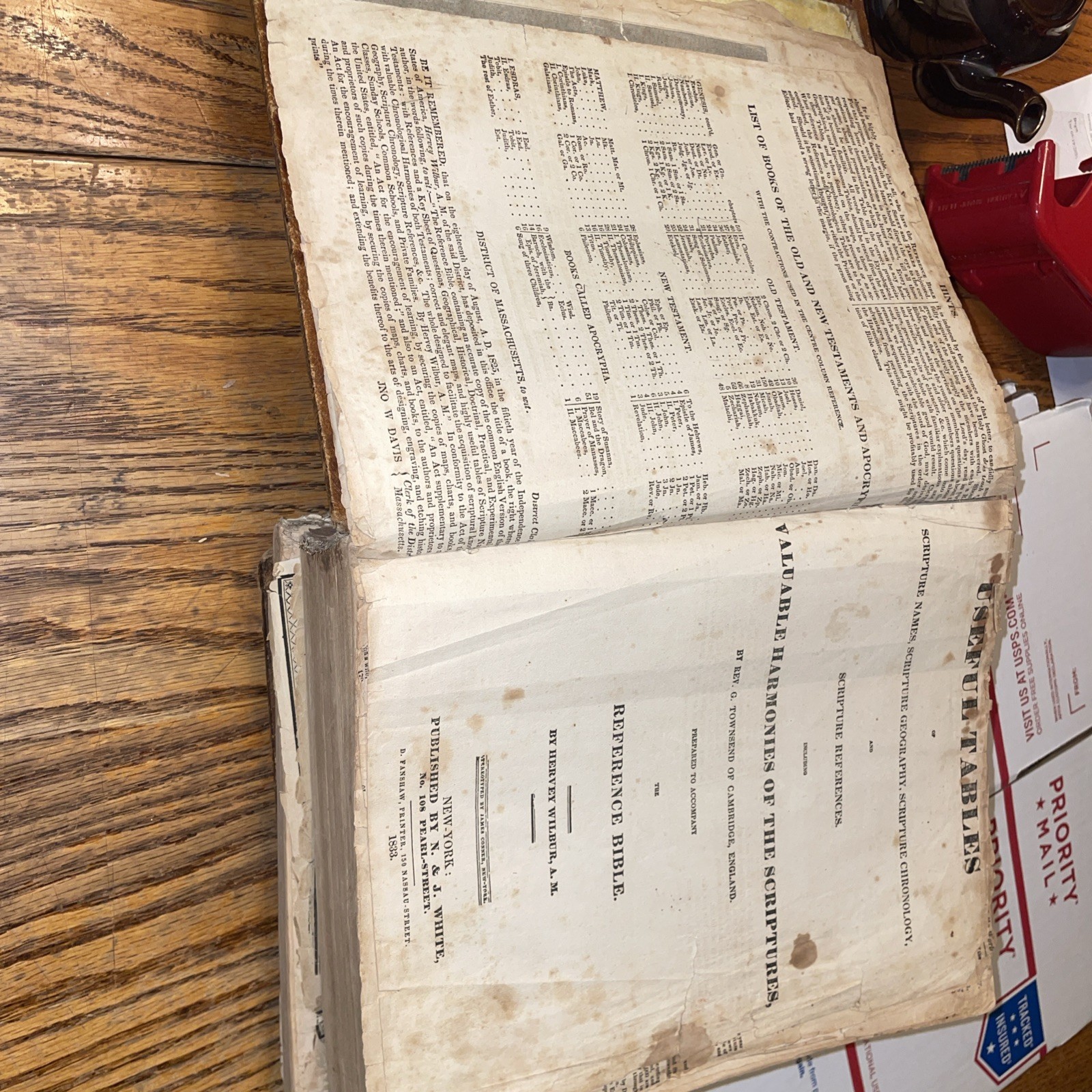 1833 Sherwood family Bible apocrypha & Index By NY N. J. White 1833