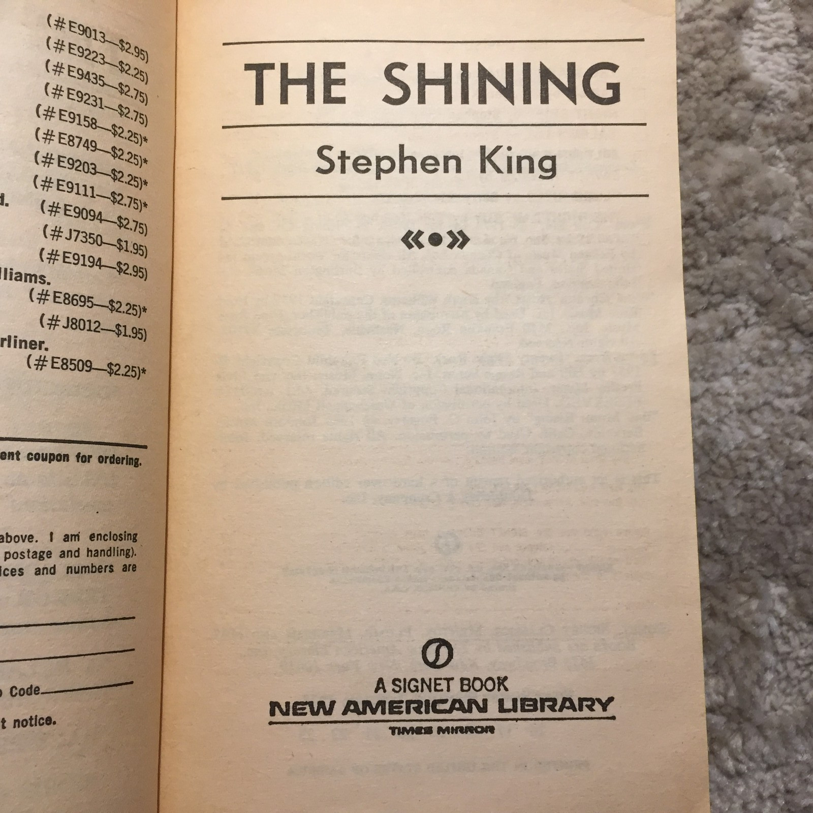 The Shining Stephen King 1978 Signet Madness And Possession Horror Paperback