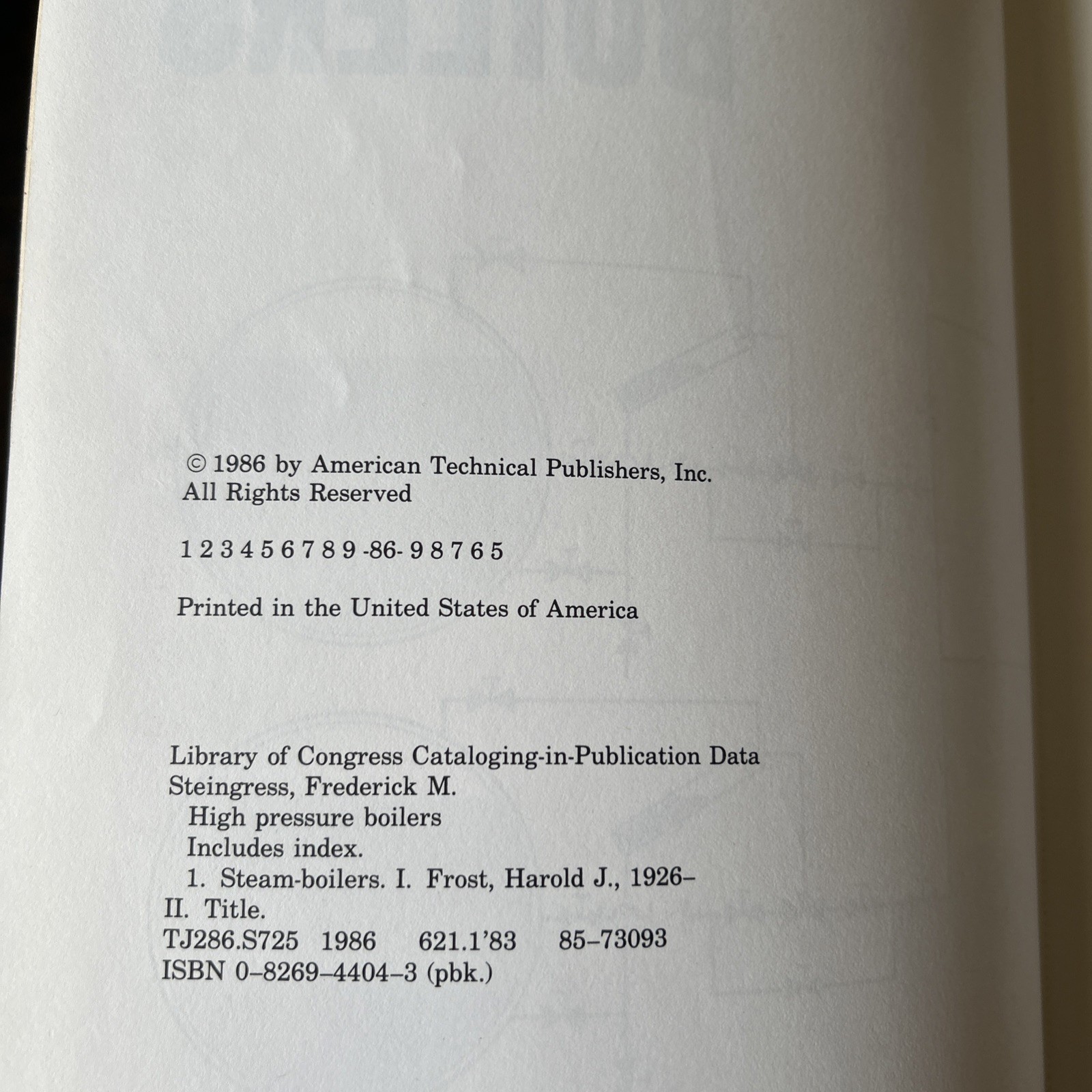 High Pressure Boilers by Frederick Steingress & Harold Frost w/ Instructor Guide