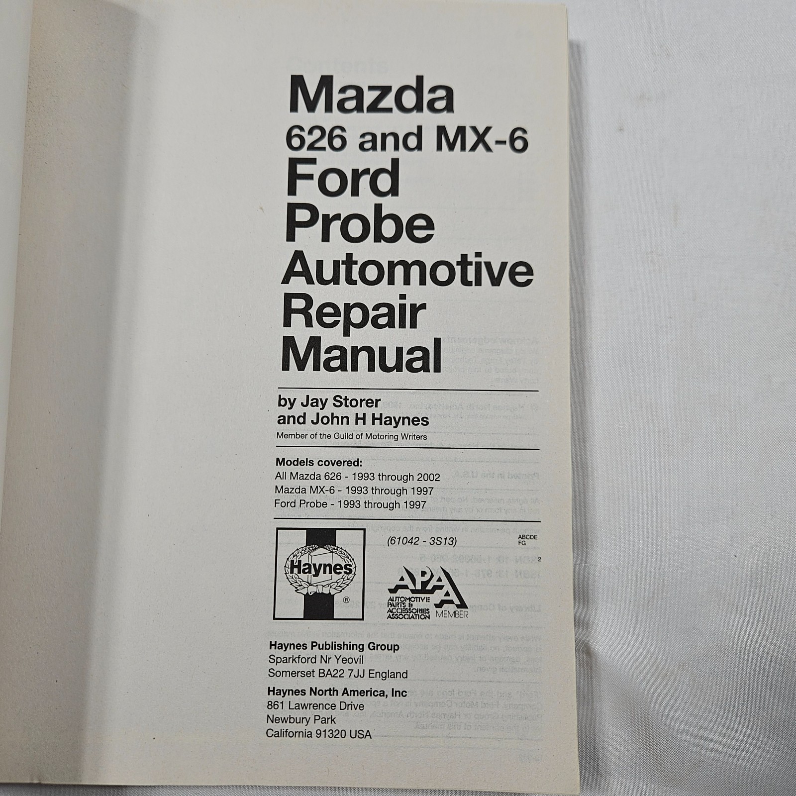 Haynes Repair Manual Mazda 626 & MX-6 Ford Probe 1993-2002 61042 Like New