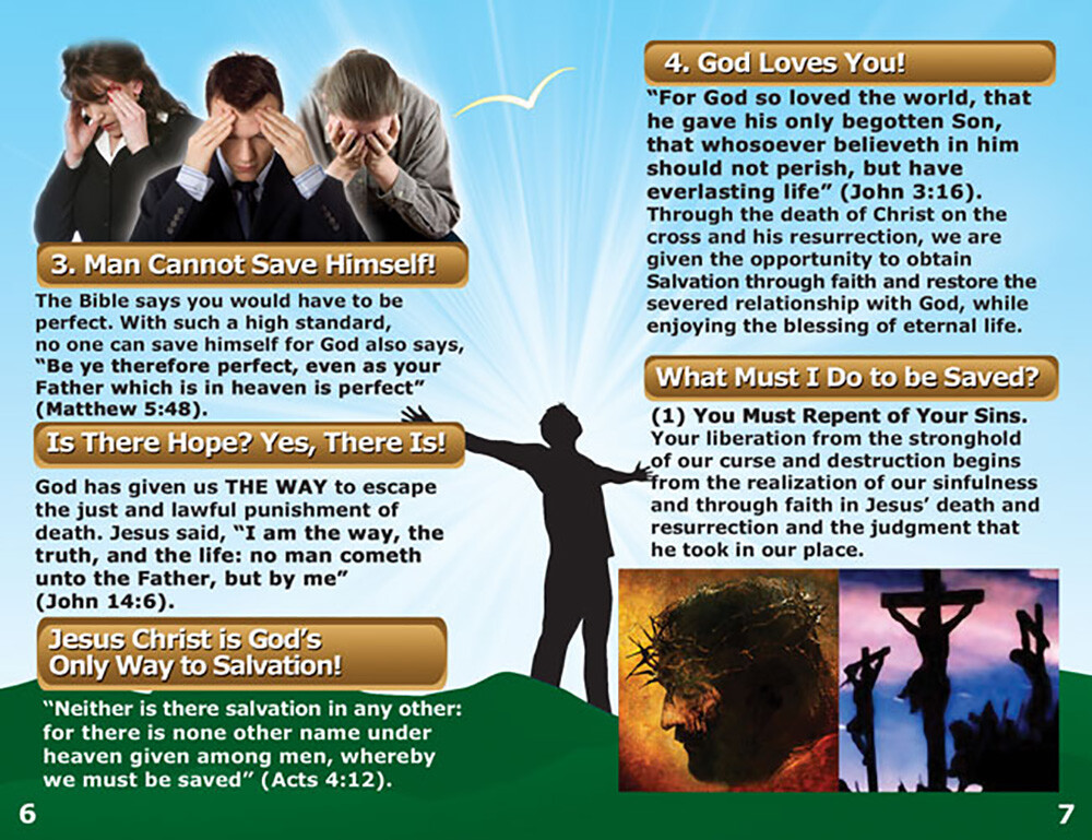 English(KJV) BIBLE Gospel Tracts, Pack of 40 Units in 4 Covers, 12 Pages Each.