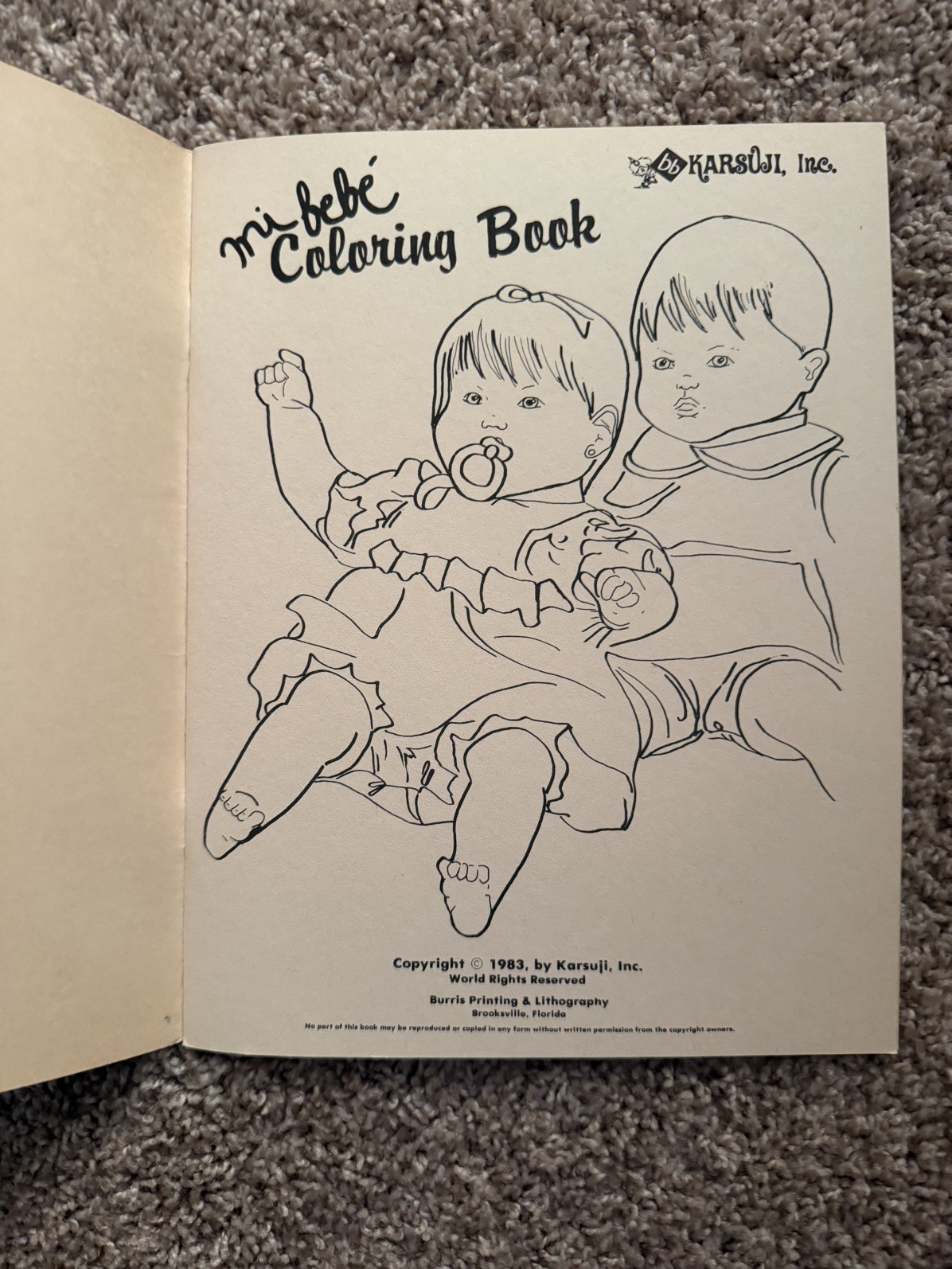 1983 Mi Bebe Coloring Book Baby Doll Karsuji, Inc. Bettie Johnson Florida