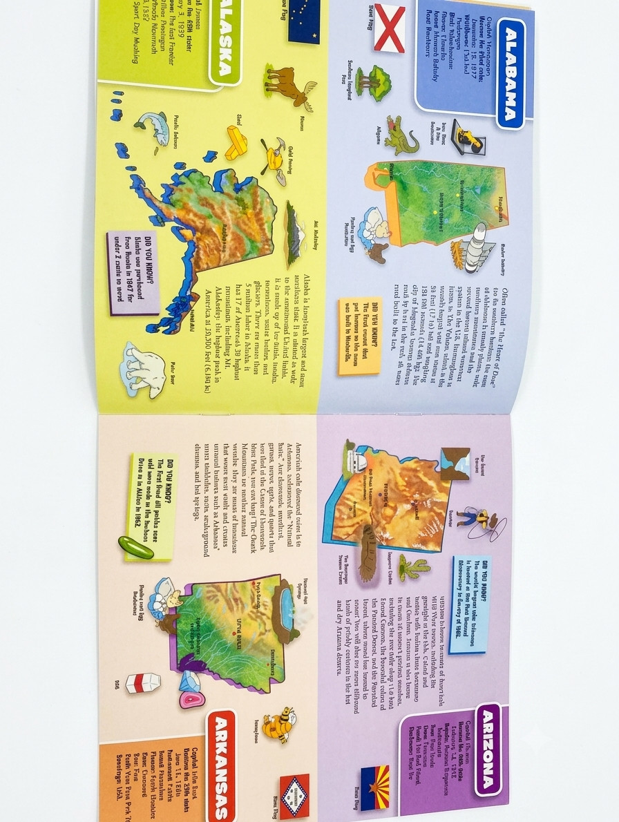 America’s 50 States Trivia Book – Illustrated Geography & Fun Facts, 24 Pages