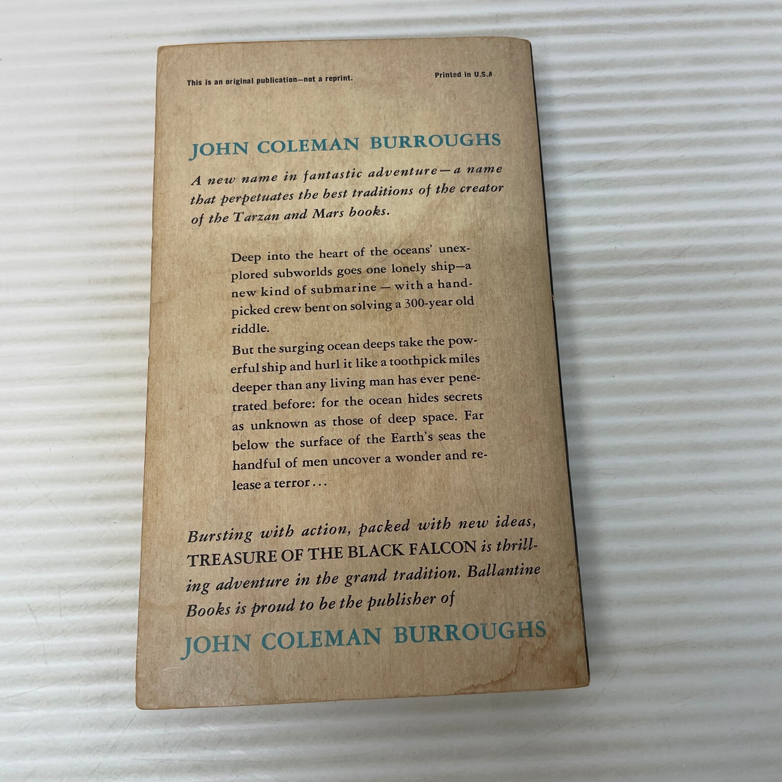 Treasure Of The Black Falcon Science Fiction Paperback by John Coleman Burroughs