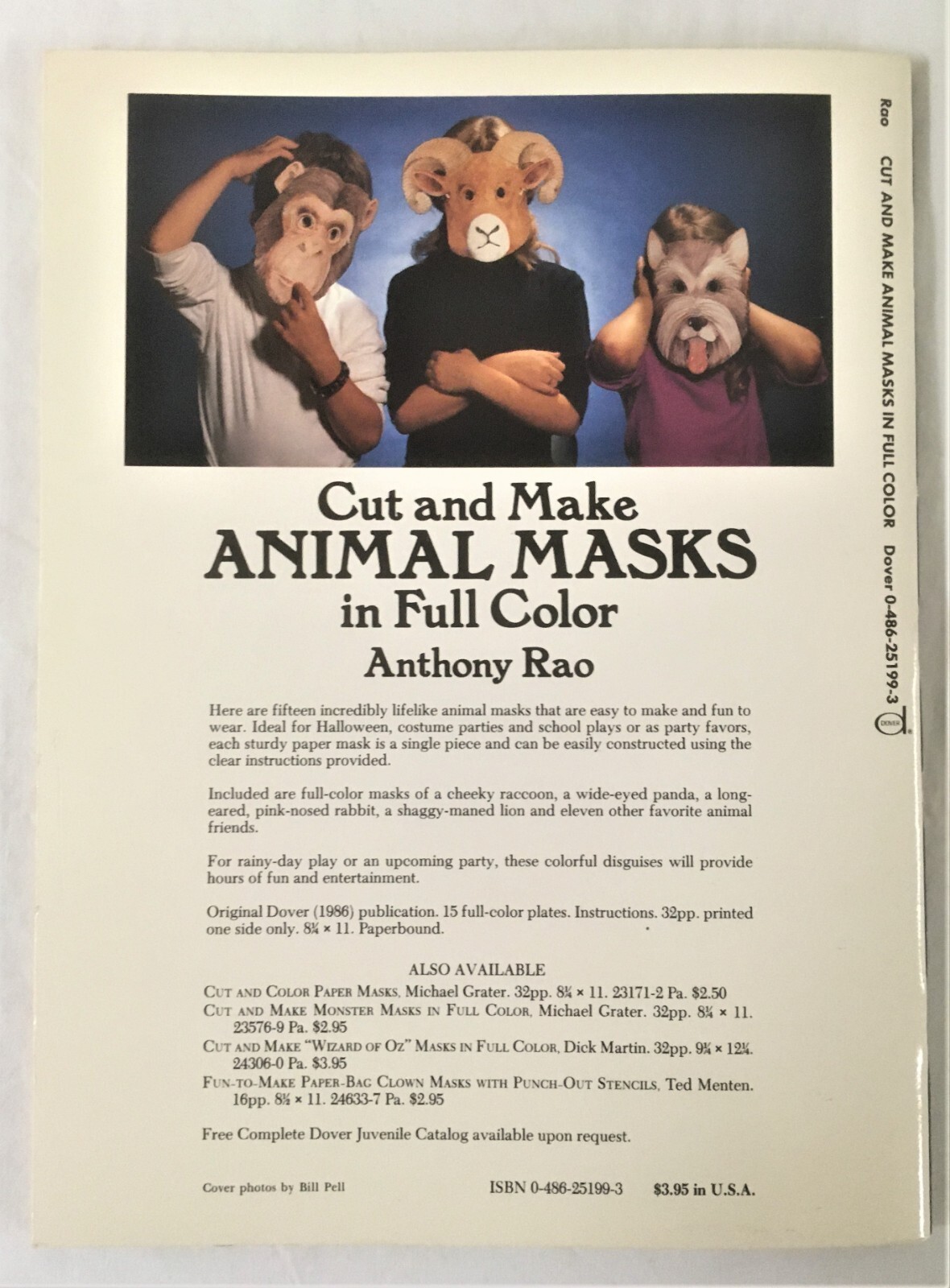 Cut and make Animal Masks in full colors by Anthony Rao Excellent condition 1986