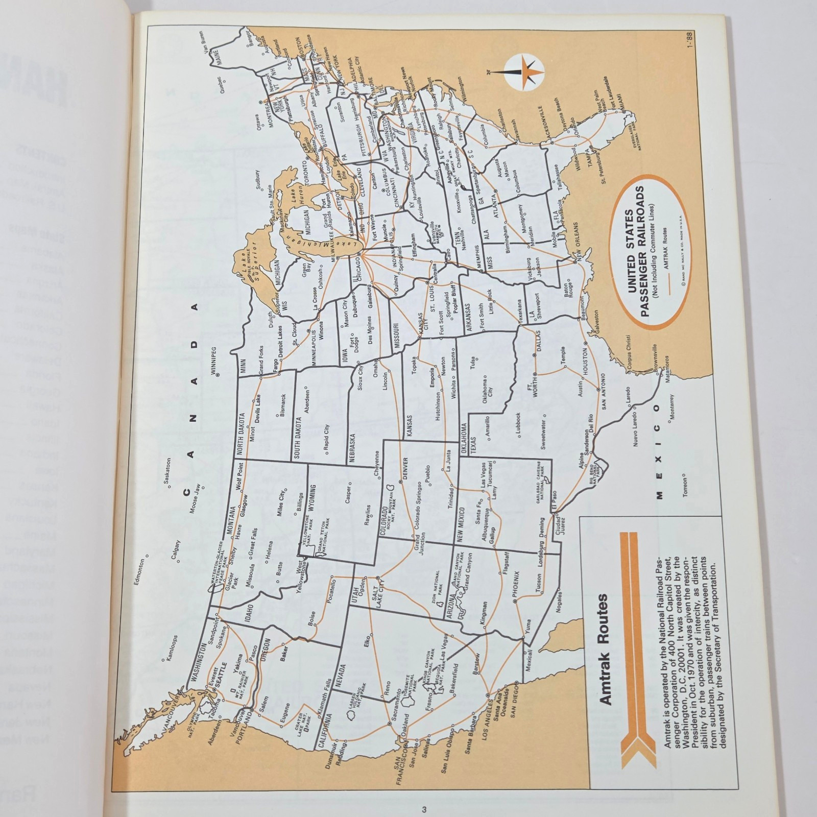 Handy Railroad Atlas of The United States Rand McNally 1988 Maps of 50 States