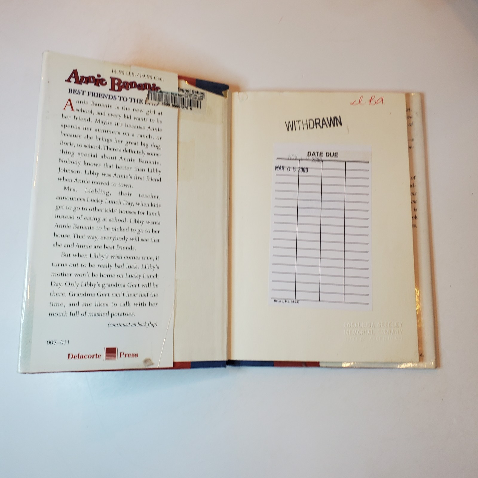 SIGNED Annie Bananie HC Leah Komaiko Best Friends To The End Abby Carter Library