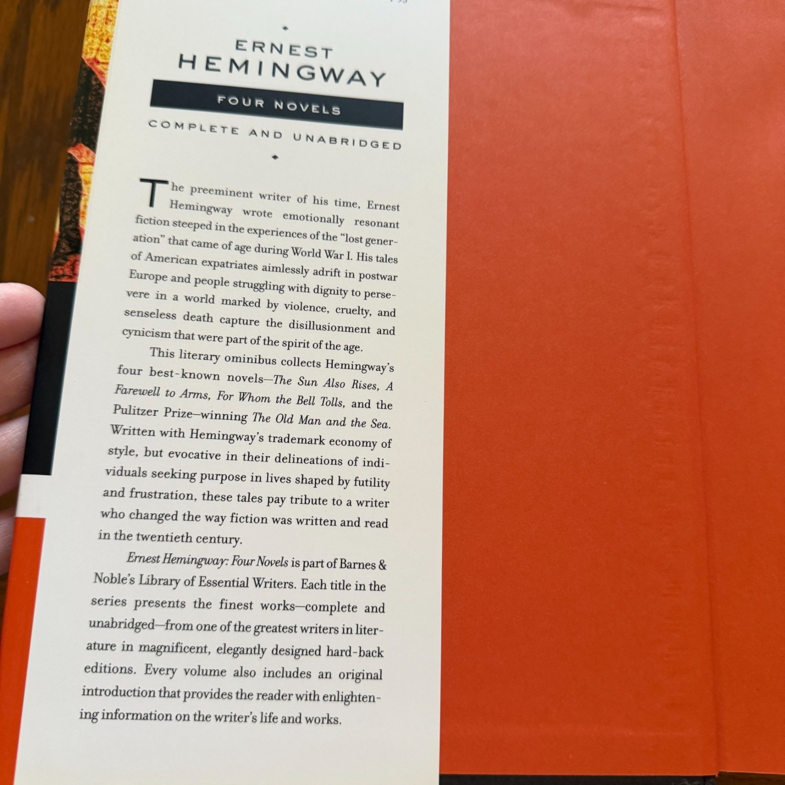 Ernest Hemingway Complete & Unabridged set of novels Barnes & Noble 4 novels