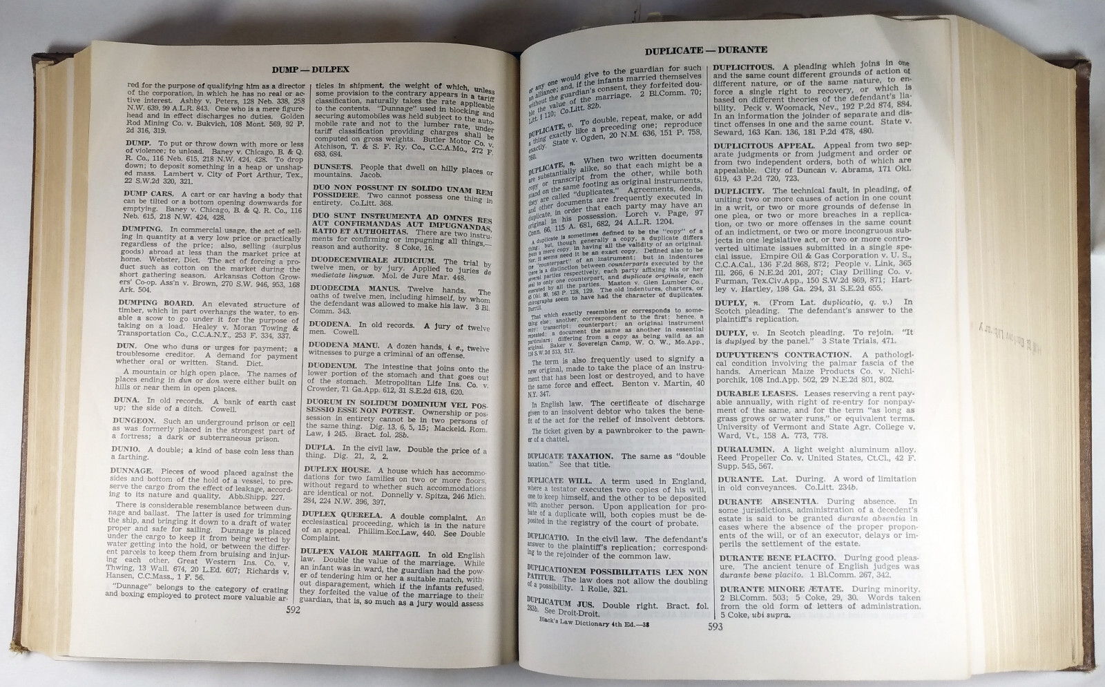 BLACK’S LAW DICTIONARY Fourth Edition 4th West Publishing Company 1951 Hardcover
