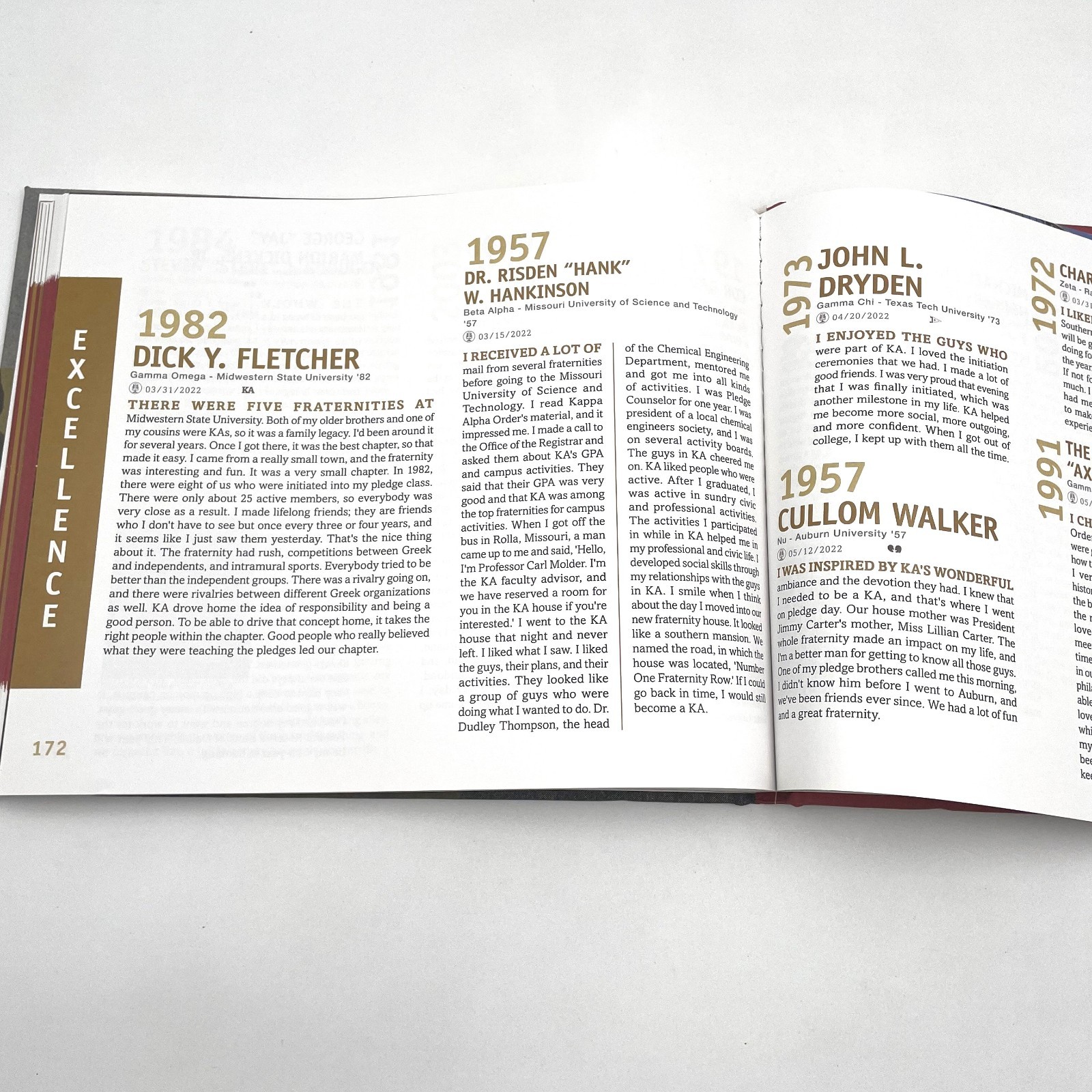 Kappa Alpha Order Oral History Project Book Voluntary Remarks Fraternity HC