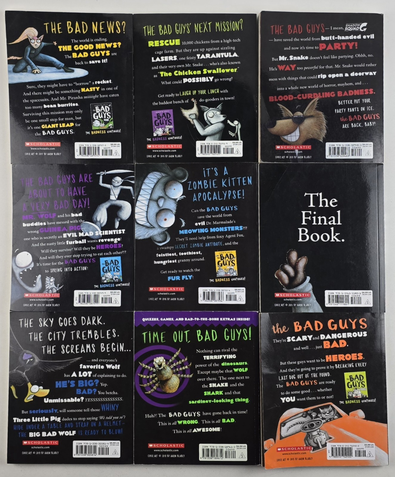 Lot of 9 The Bad Guy Series Aaron Blabey Paperbacks 1- 5, 7- 9- 11- 20