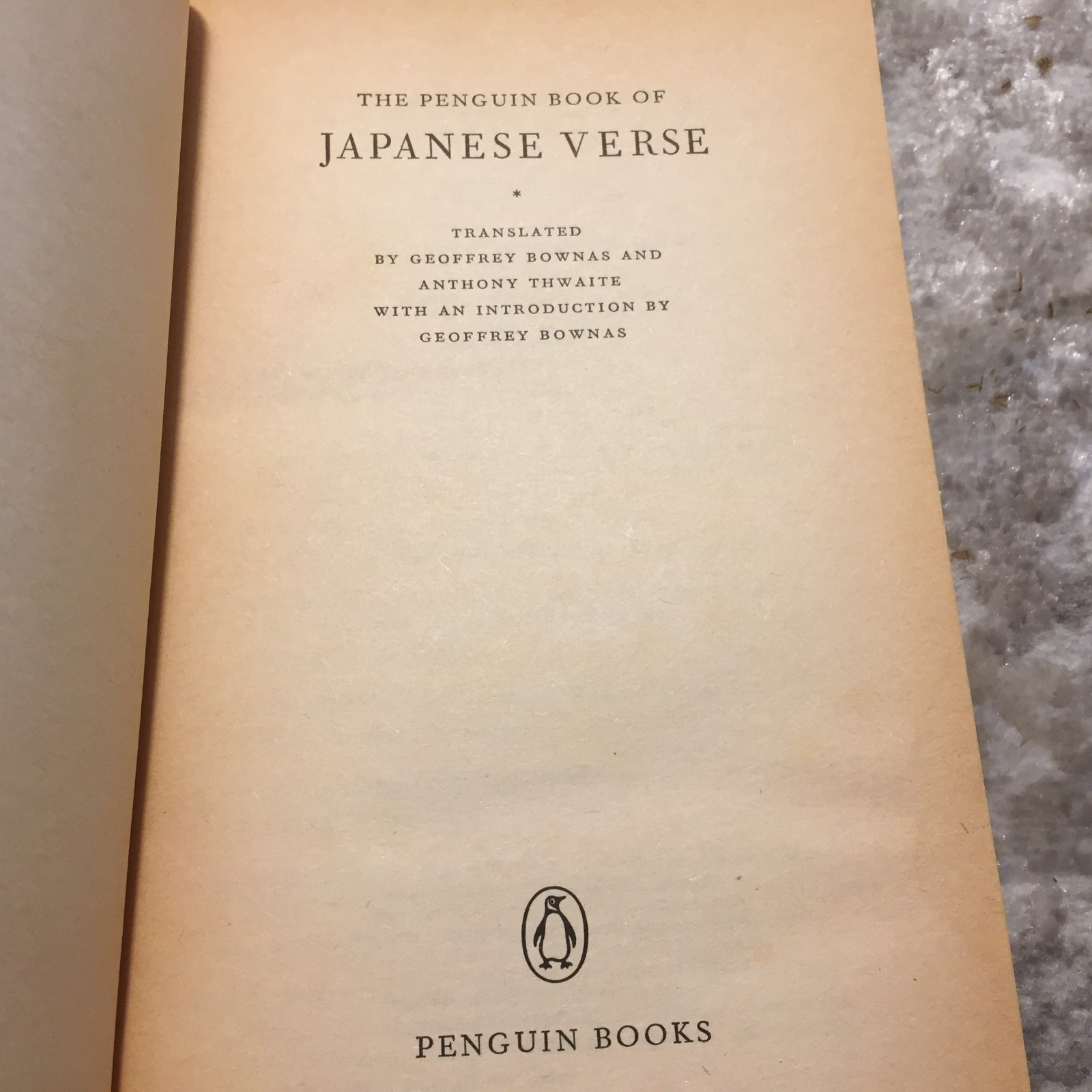 The Penguin Book Of Japanese Verse Geoffrey Bownas Anthony Thwaite 1972 Book