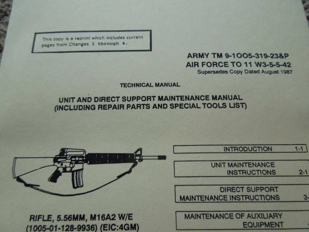 M16A2 Rifle and Carbine, Maintenance and Repair Owners Book 225 Pages NEW 1991