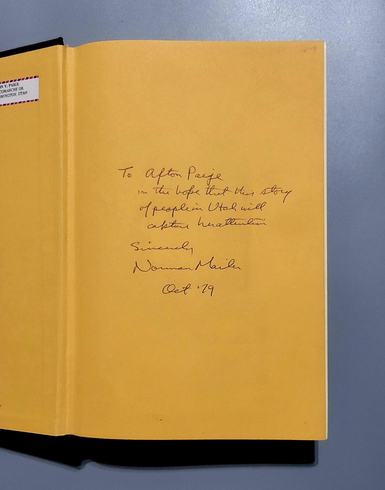 The Executioner’s Song – Norman Mailer (inscribed) 1st/1st – Hardcover – Good