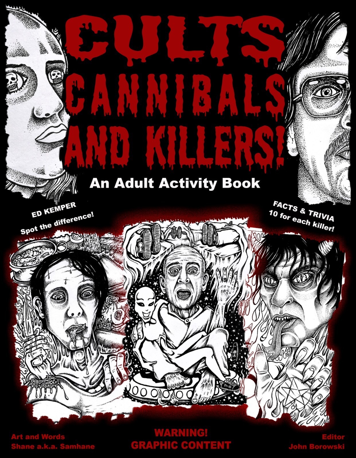 CULTS CANNIBALS & KILLERS ACTIVITY COLORING BOOK SERIAL MURDER – FREE SHIPPING