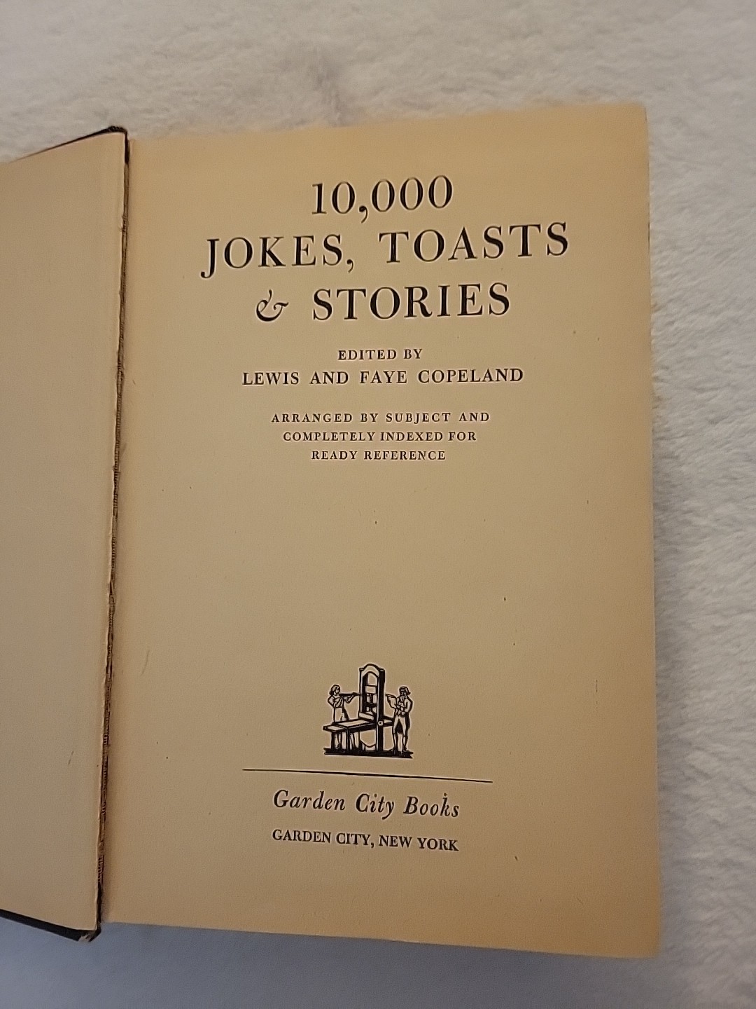 10000 Jokes Toasts and Stories Lewis & Faye Copeland 1940 hardcover