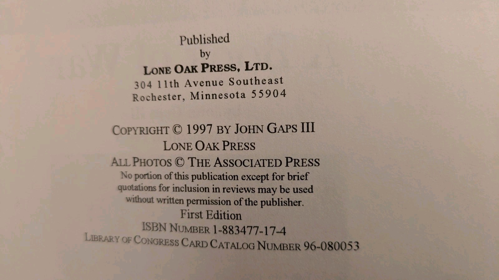 John Gaps III, GOD LEFT US ALONE HERE: A Book of War, PB, 1997, SIGNED, 86 Pages
