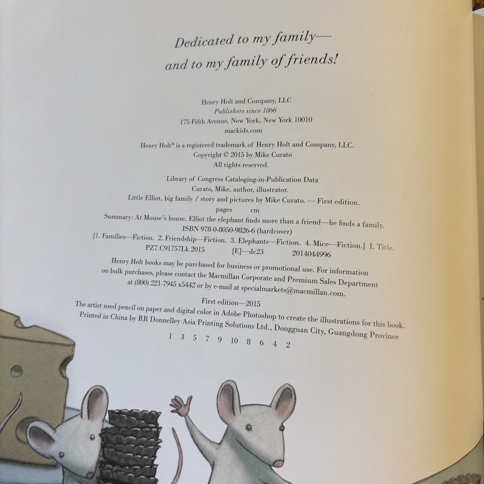 Little Elliot, Big Family by Mike Curato (1st Edition)