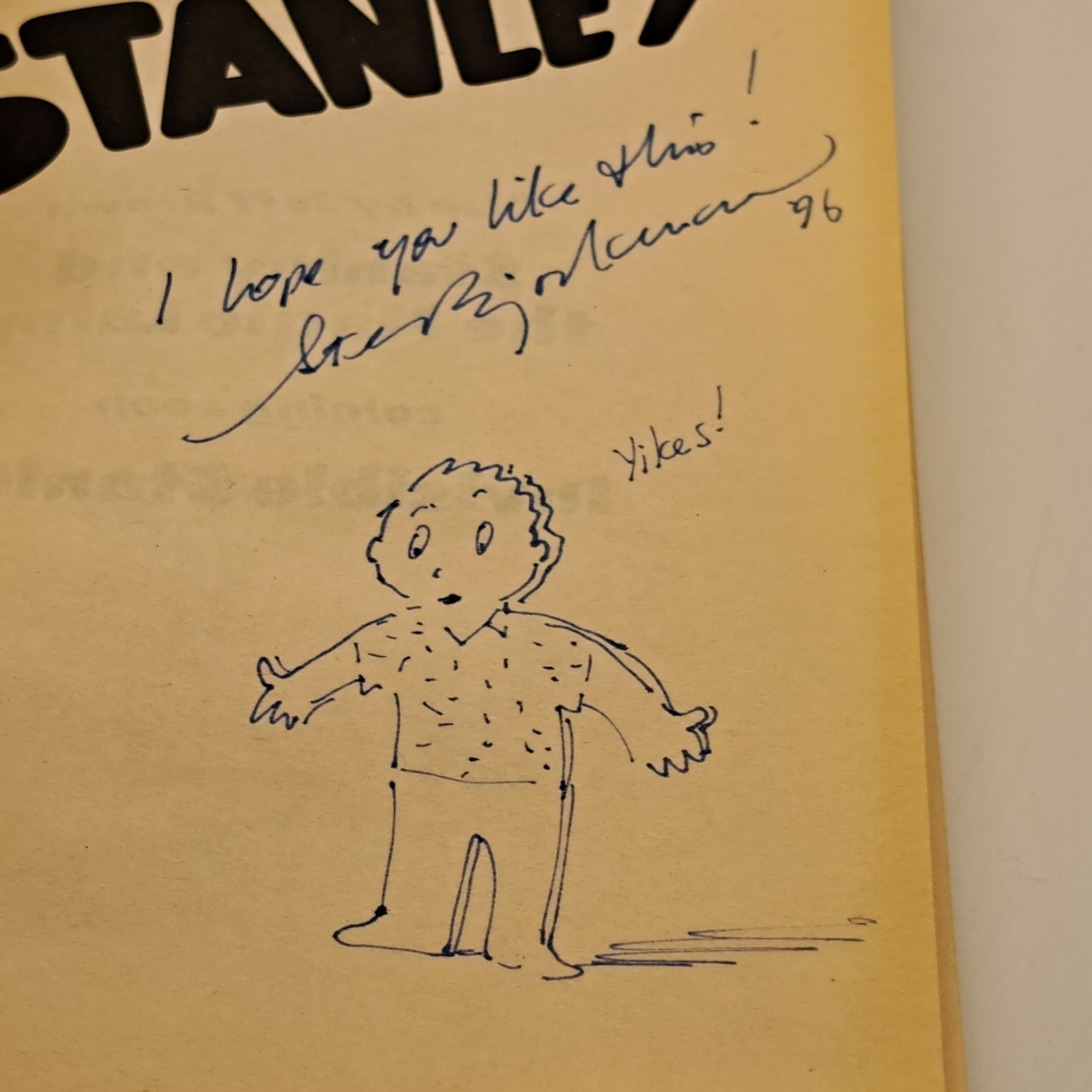 Flat Stanley SIGNED ILLUSTRATION Steve Bjorkman Trophy Chapter Book Jeff Brown