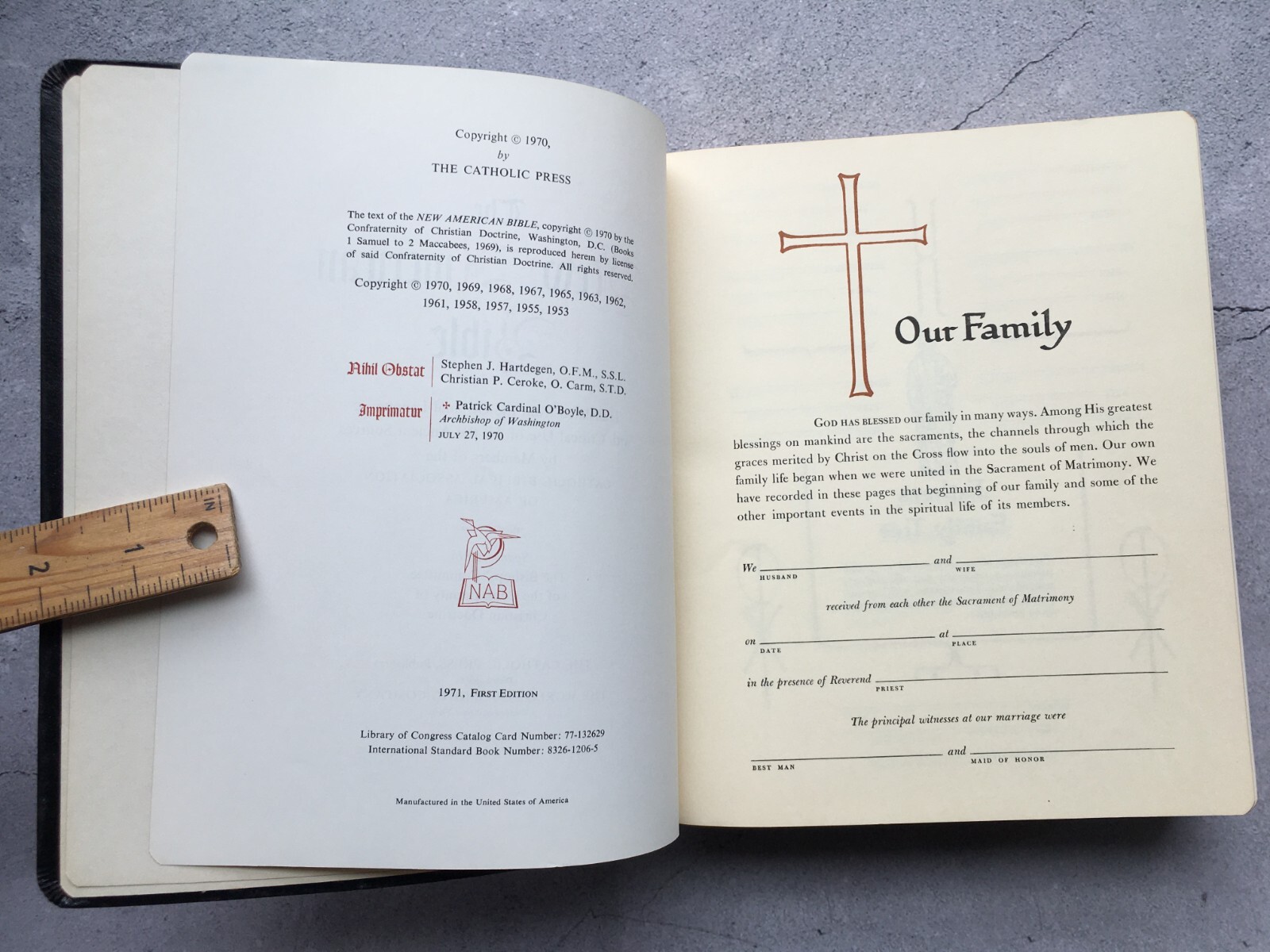 Holy Bible New American Bible NAB Catholic Press World 1971 First Edition