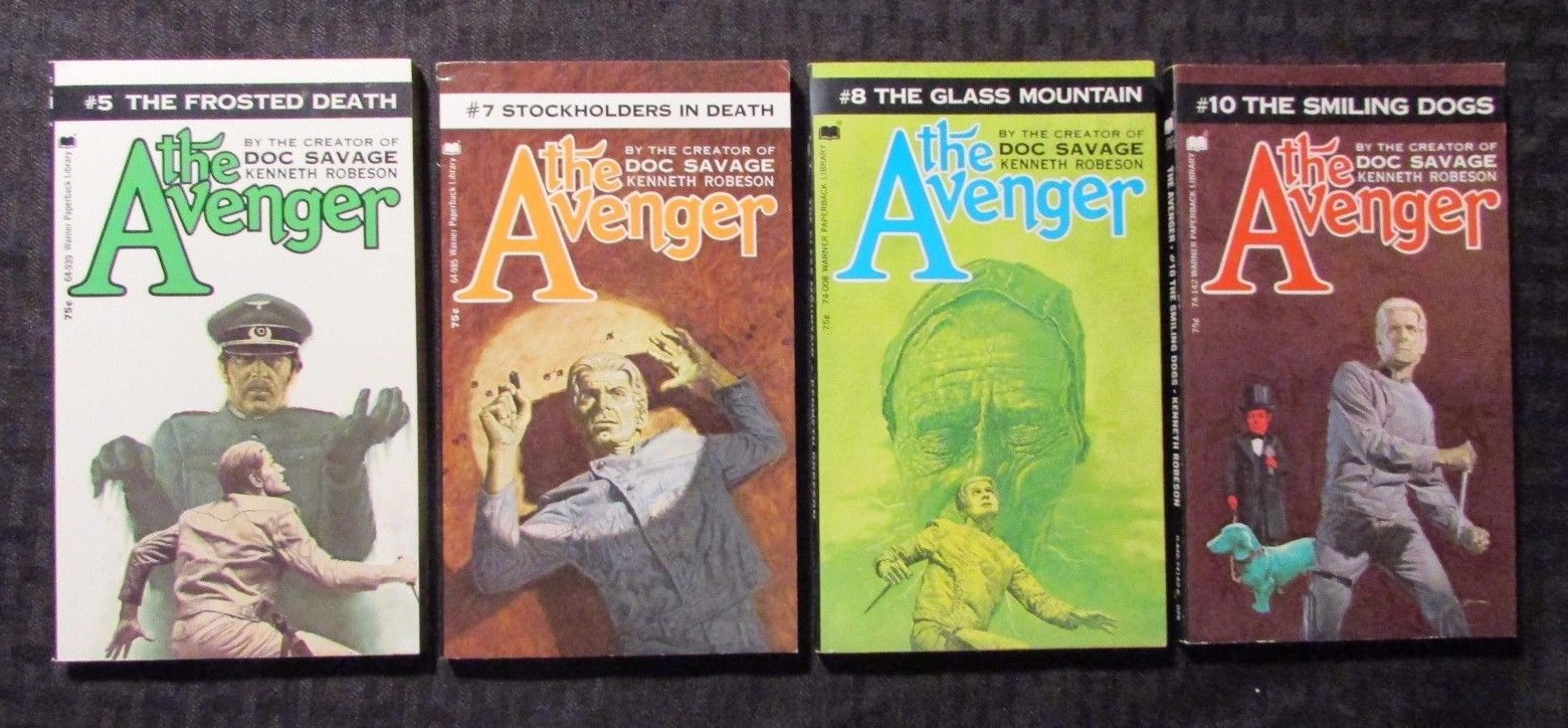 1972-73 THE AVENGER Warner Paperback LOT of 4 VF 8.0 #5 7 8 10 (3) 1st Print
