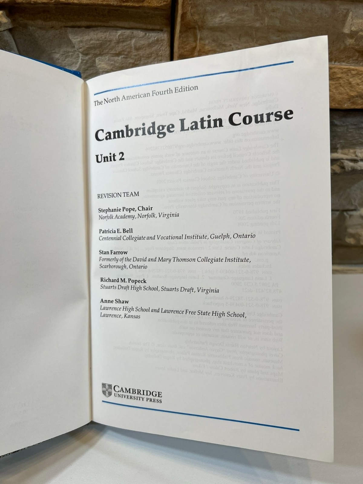 Cambridge Latin Course Unit 2 Stephanie Pope North American Fourth Ed 2008 HC