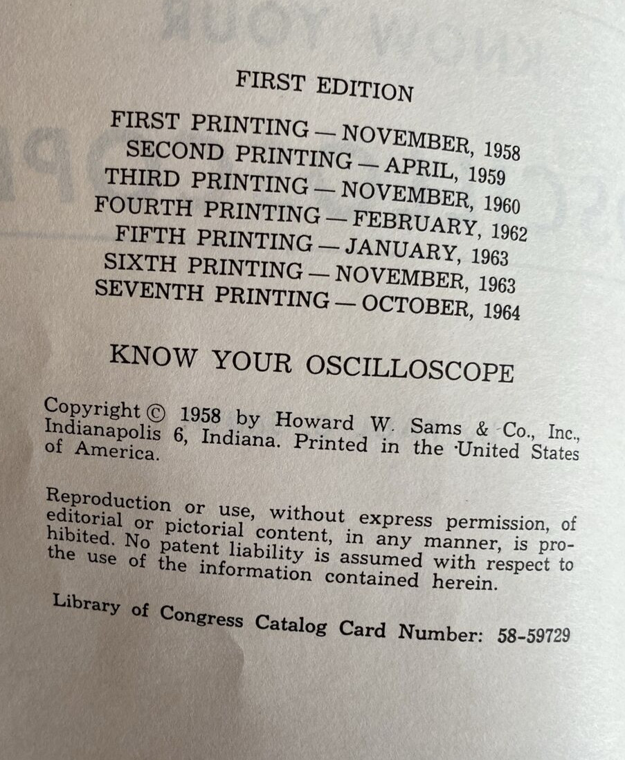 “Know Your Oscilloscope” by Paul C. Smith 154 pages 1964 Photofact Paperback