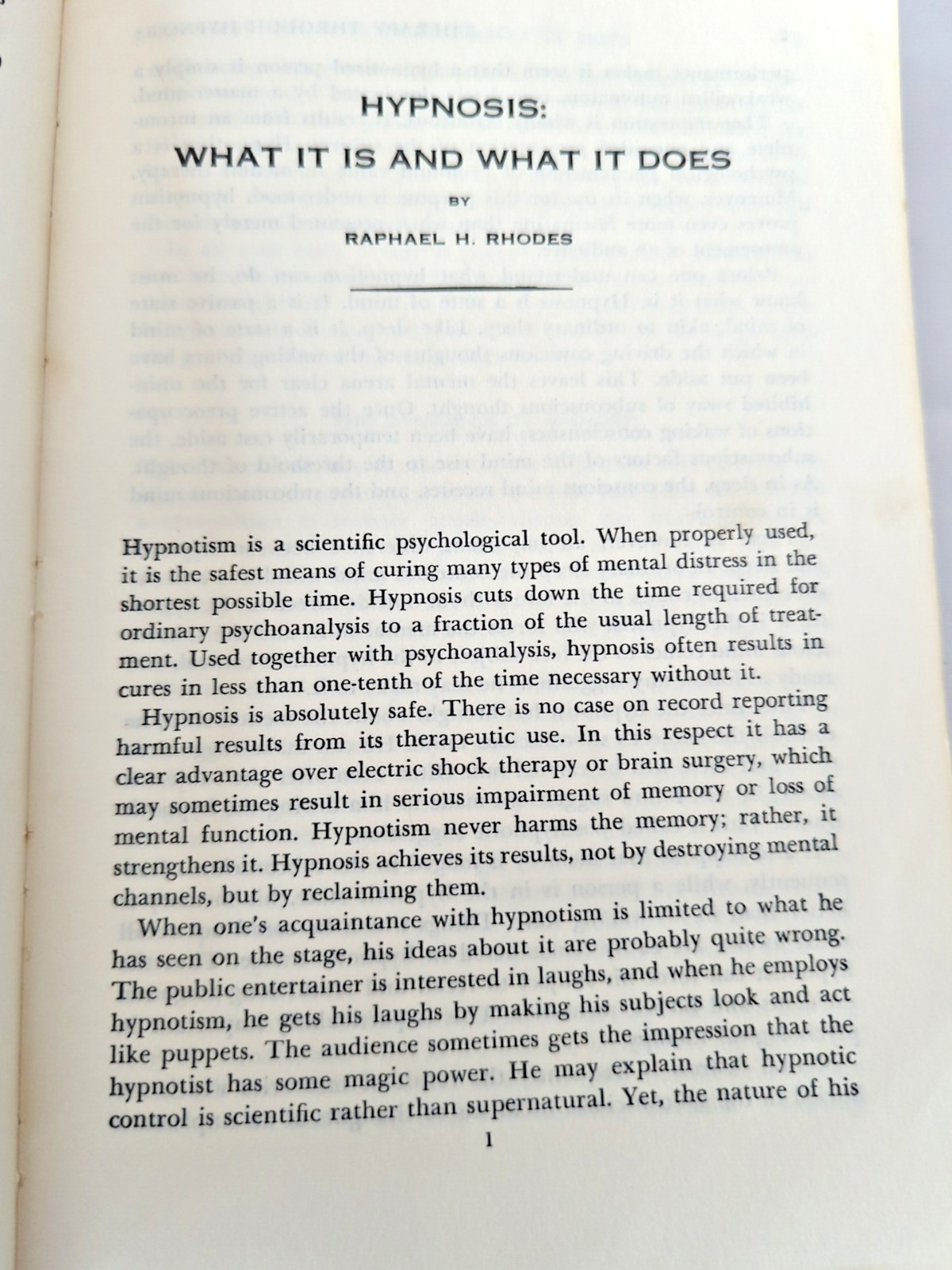 Therapy Through Hypnosis 1963 PB Case Histories Hypnotism has Cured Anxiety